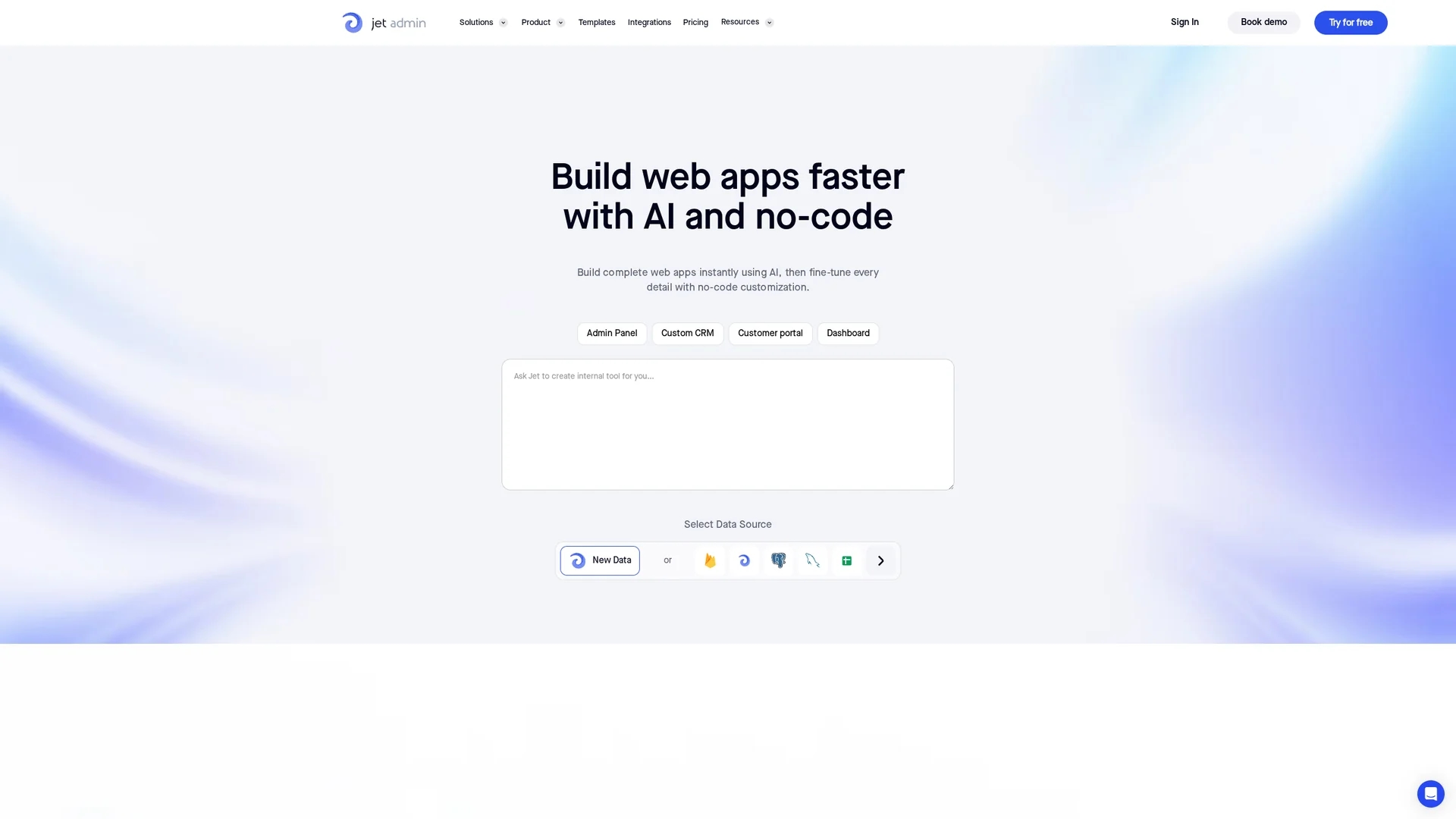 jet-admin homepage