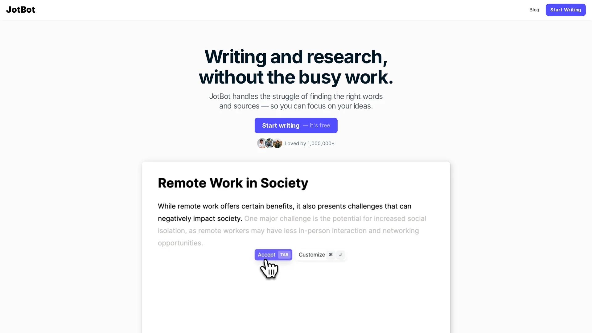 jotbot-ai homepage