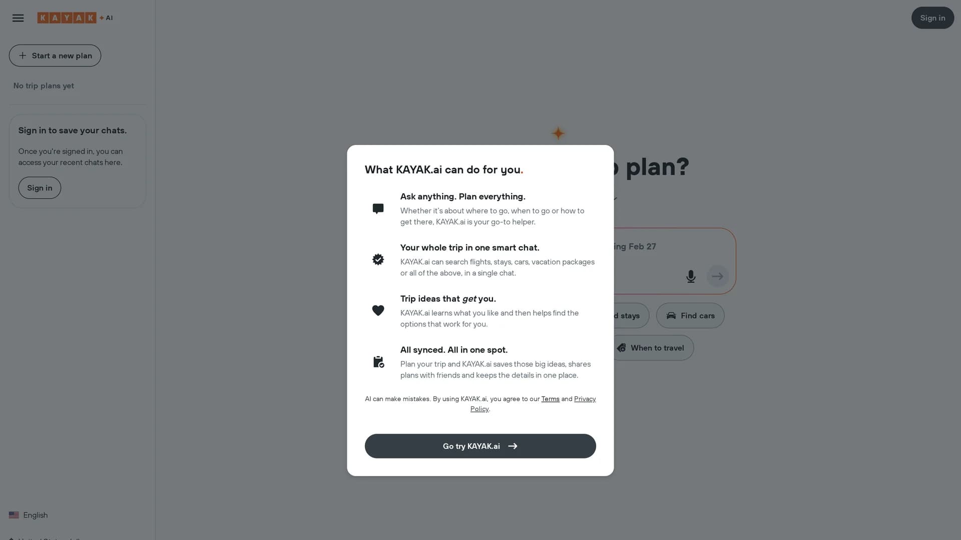 kayak-ai homepage