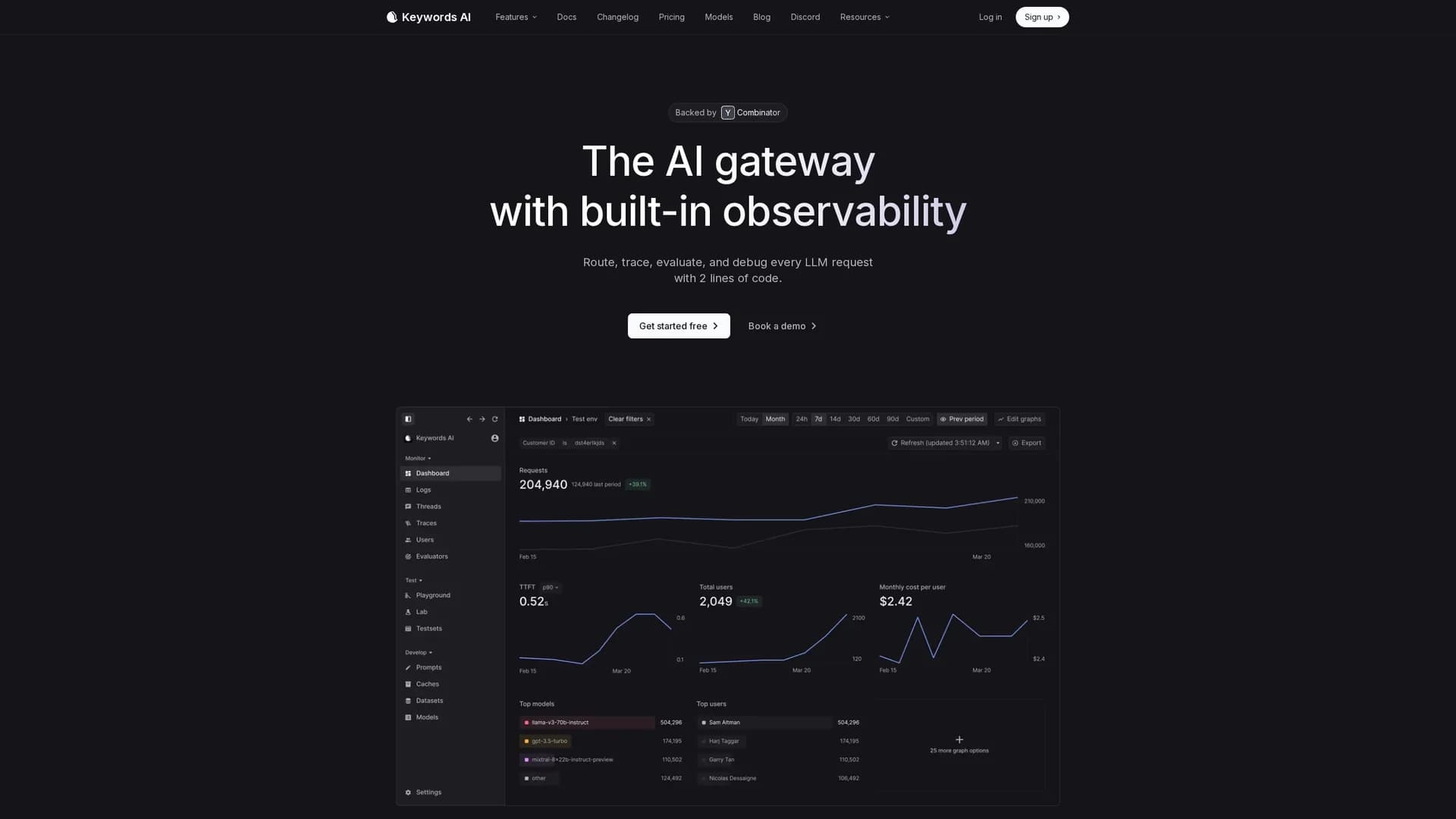 keywords-ai homepage