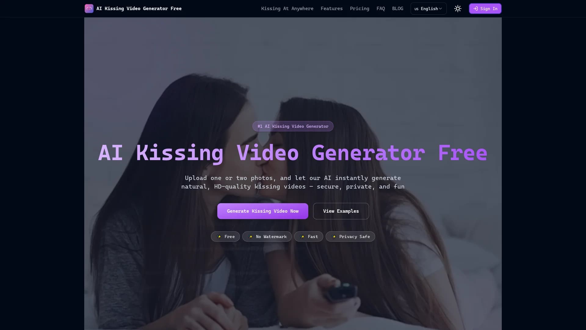 kissing-video-generator-online homepage