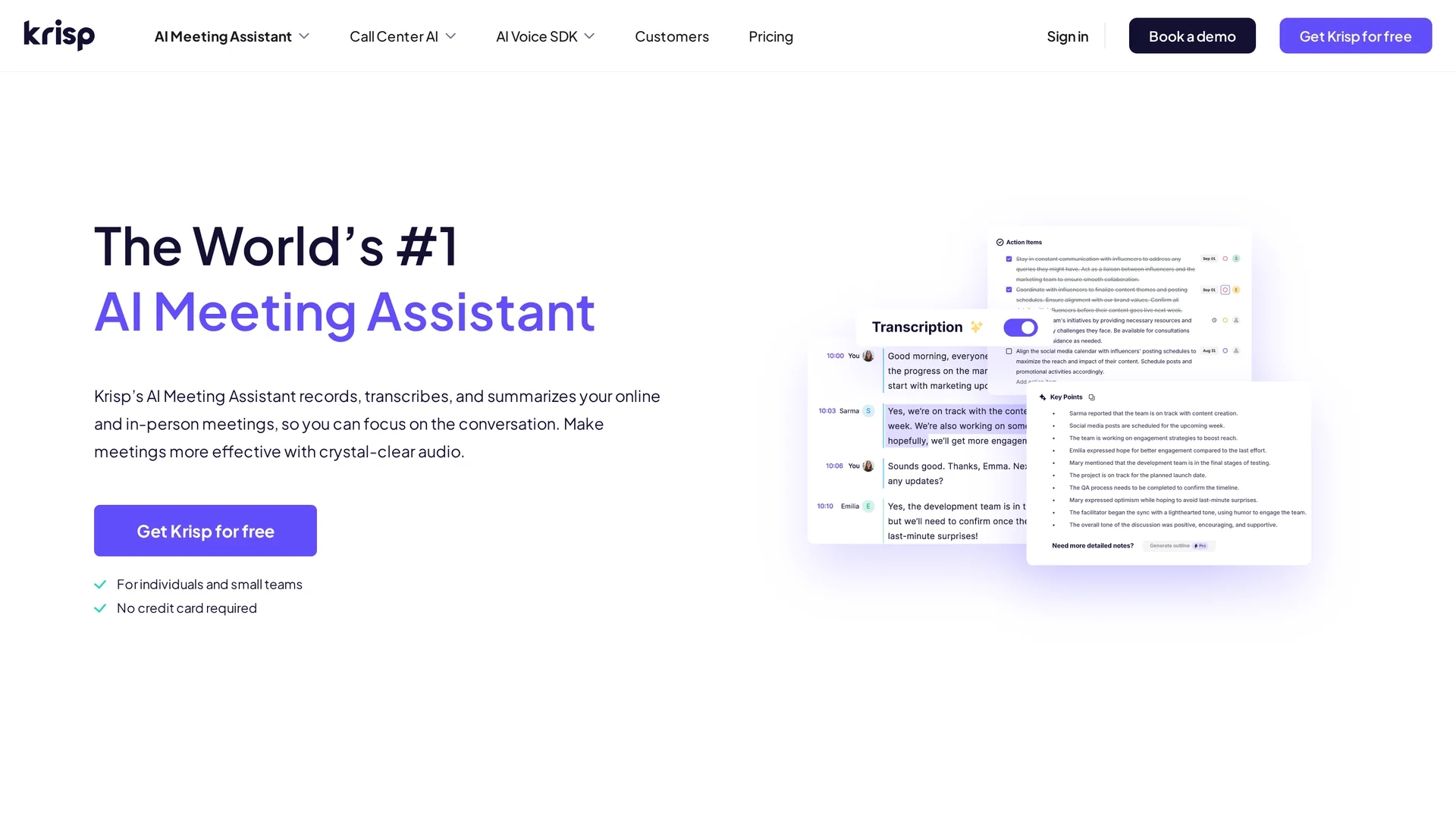 krisp-ai-meeting-assistant homepage