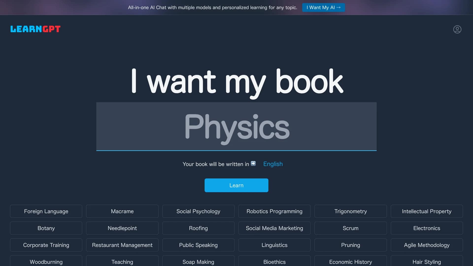 learngpt-generate-books-on-any-topics homepage