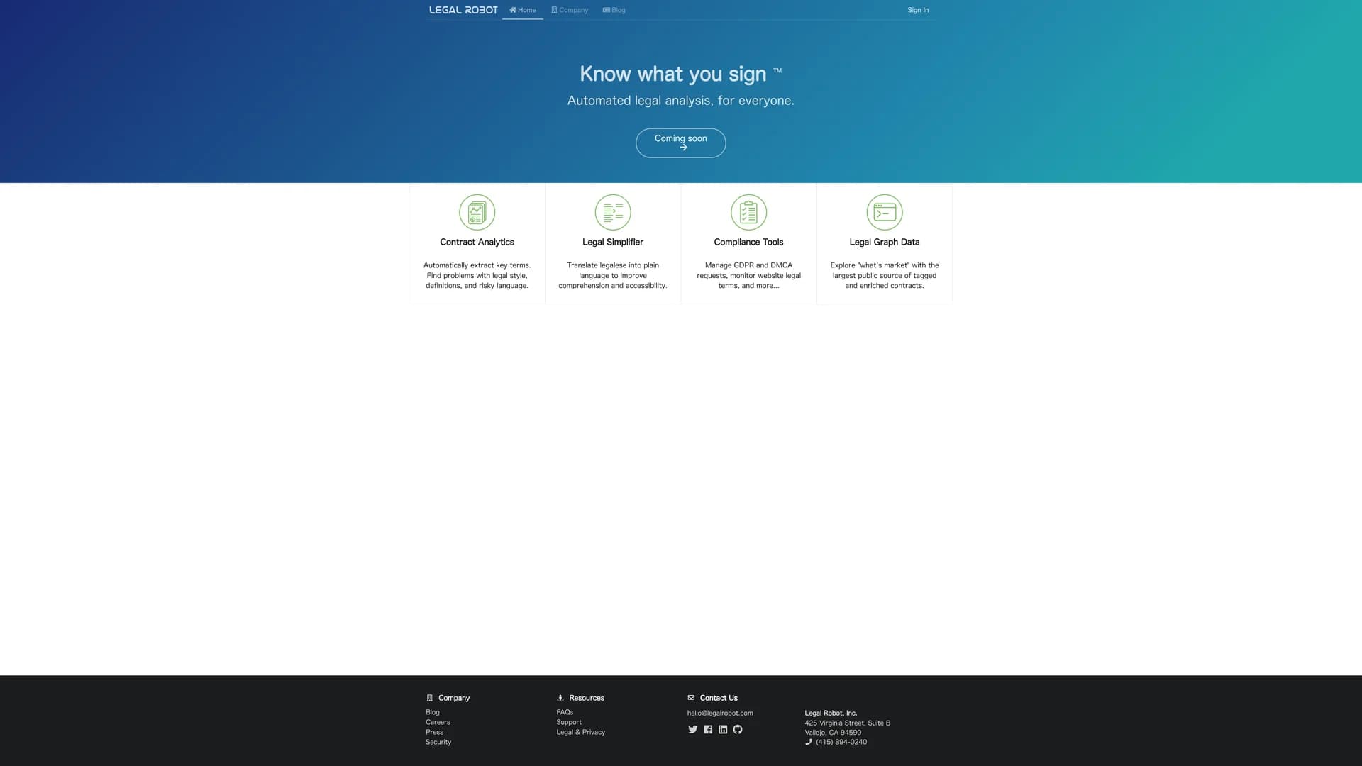 legal-robot homepage