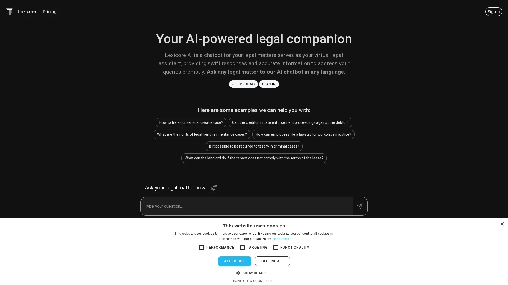 lexicore-ai homepage