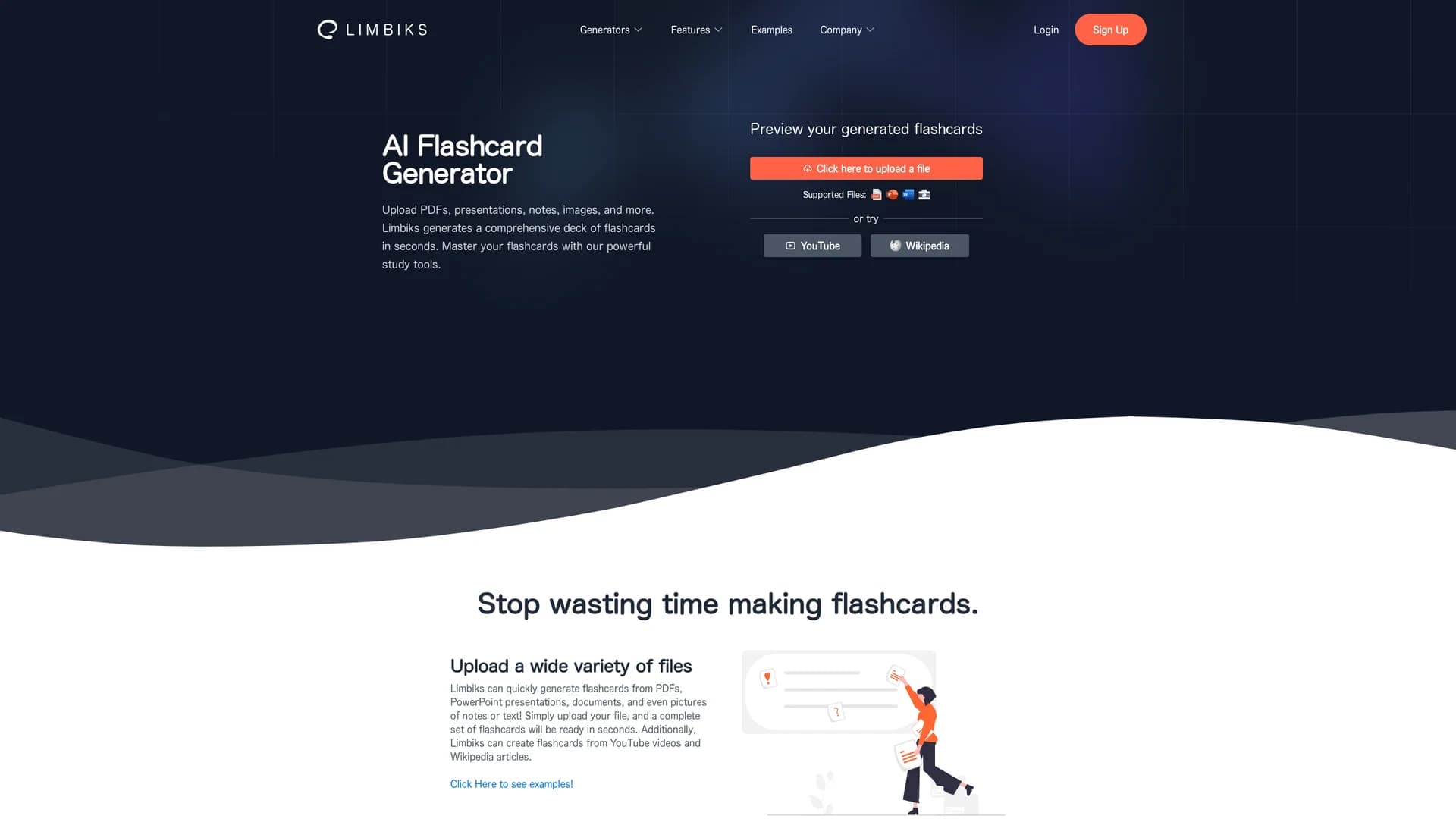 limbiks-ai-flashcard-generator homepage