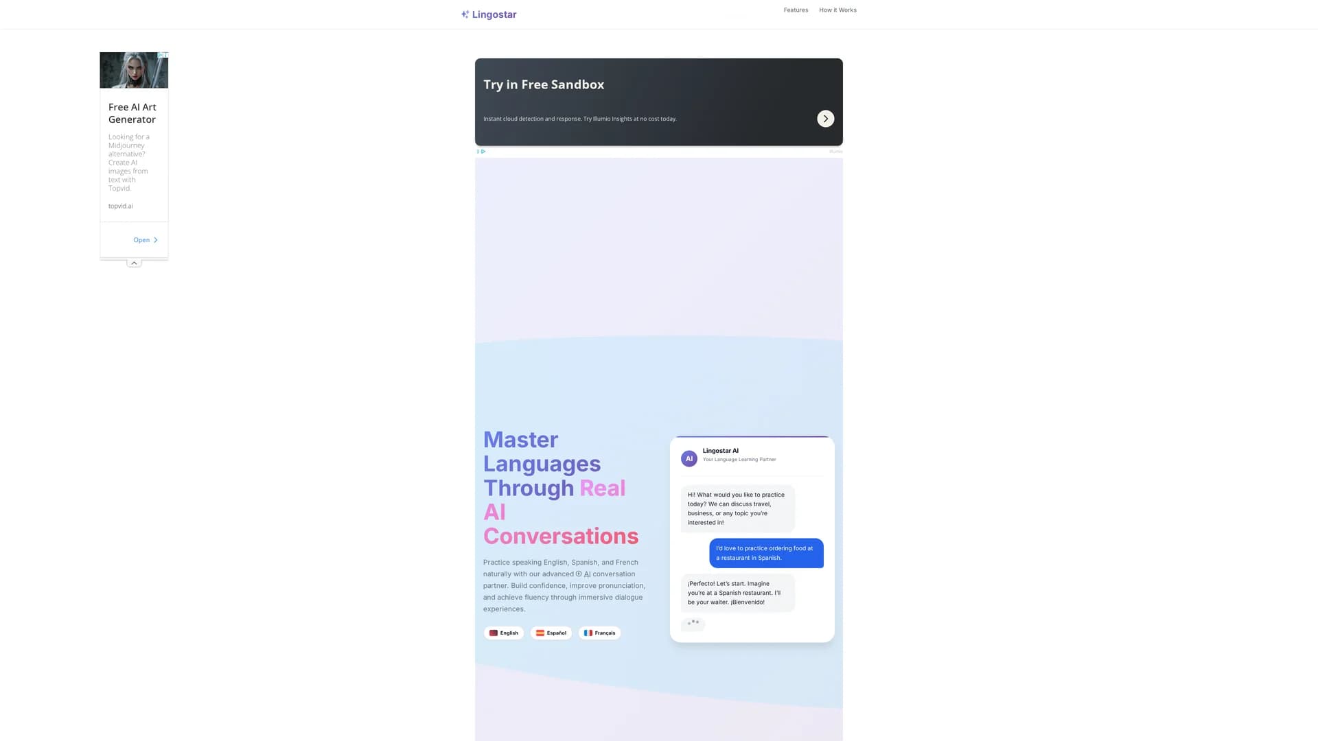 lingostar-ai homepage