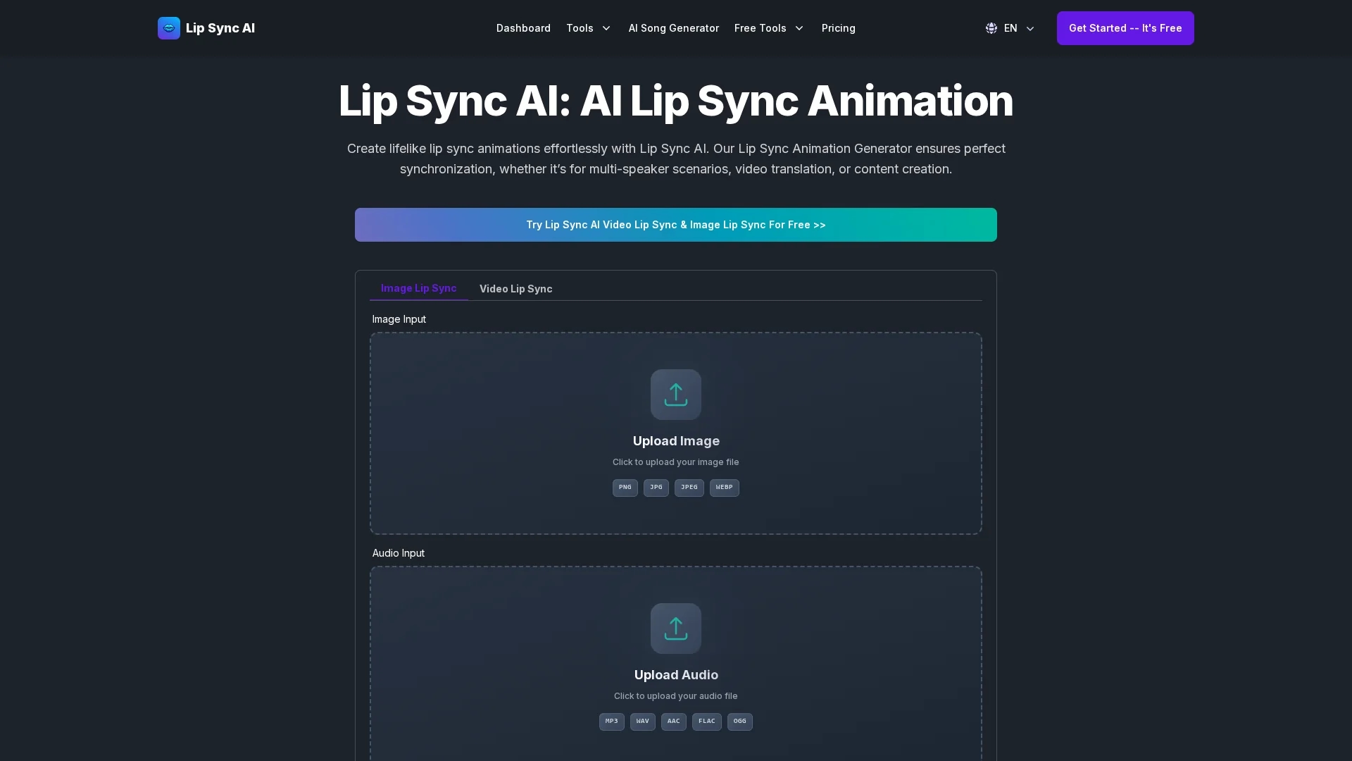 lip-sync-ai homepage