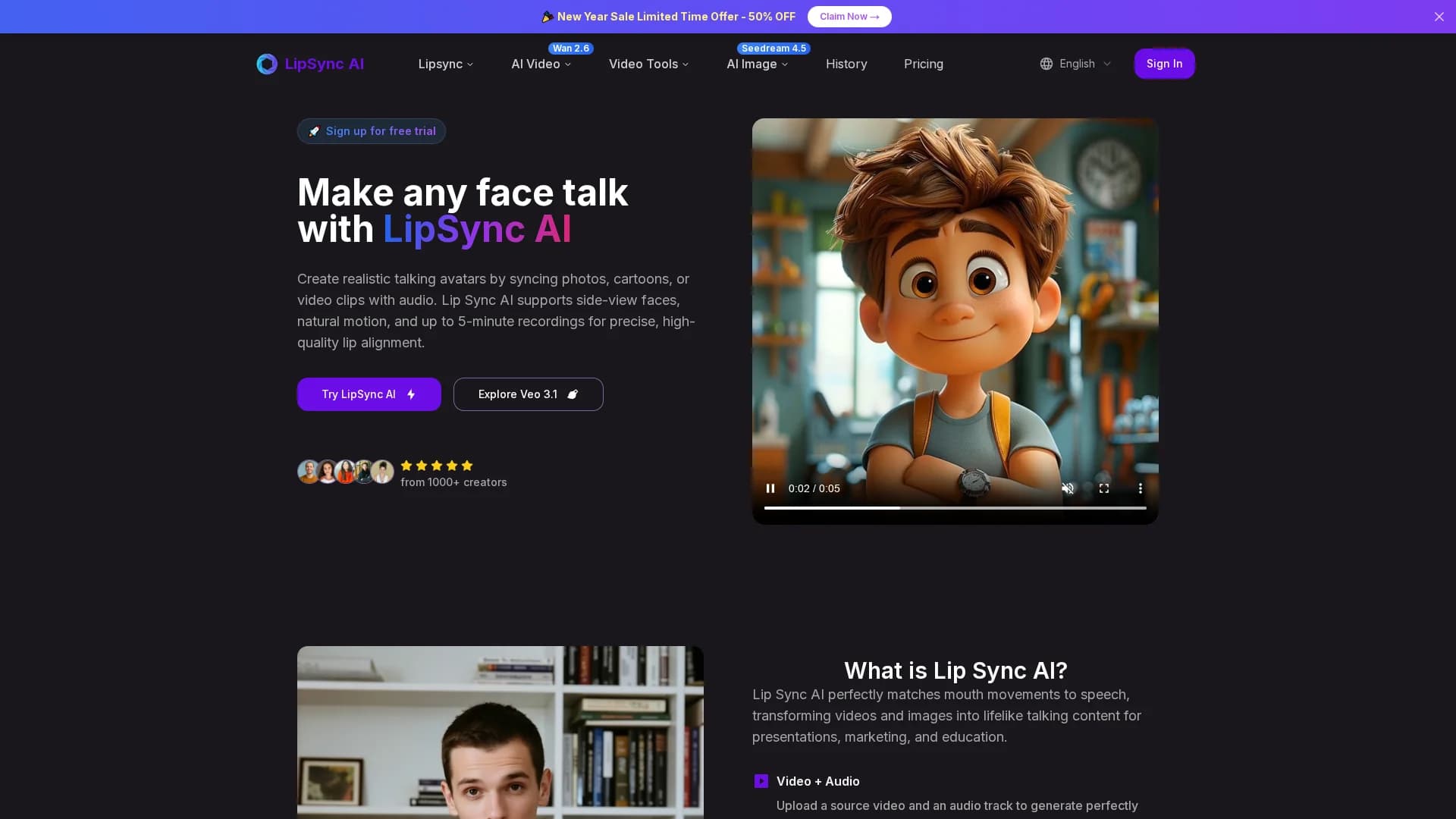 lipsync-ai homepage