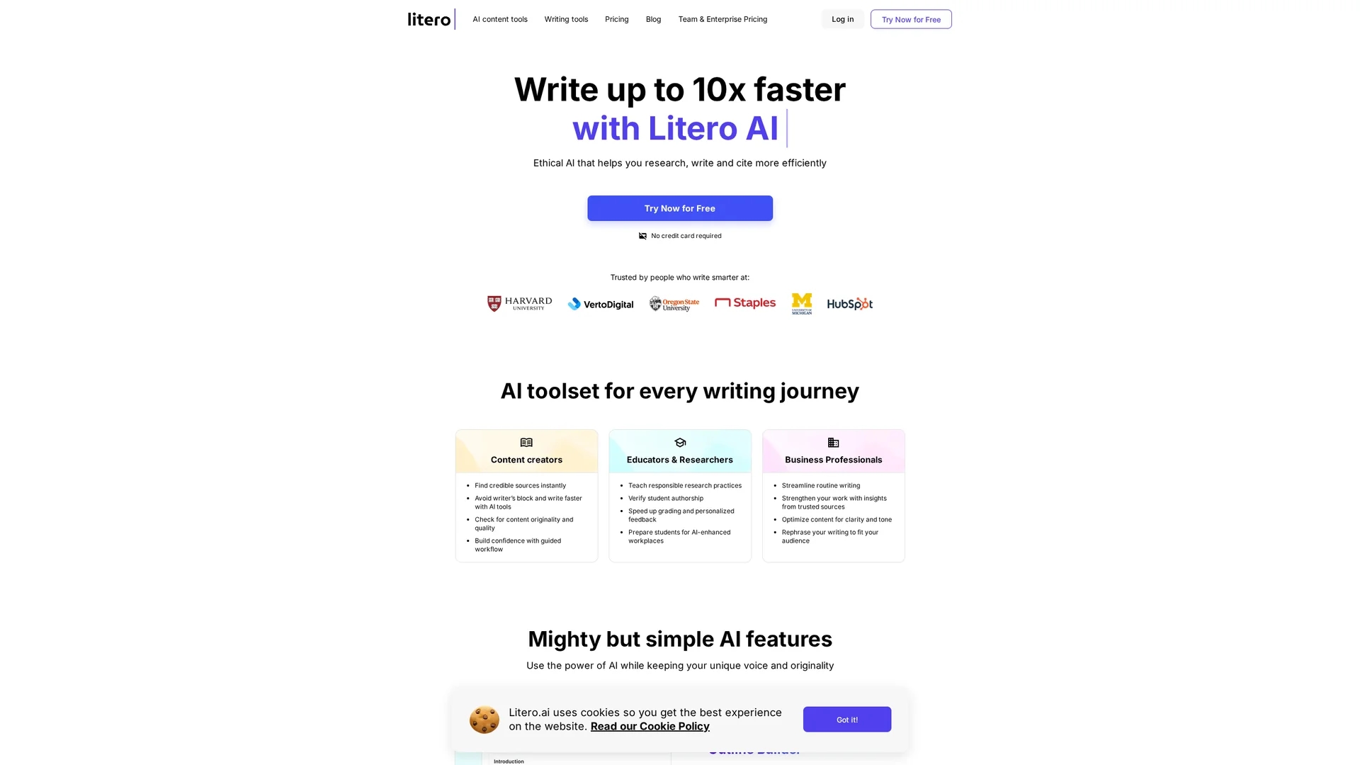 litero-ai homepage