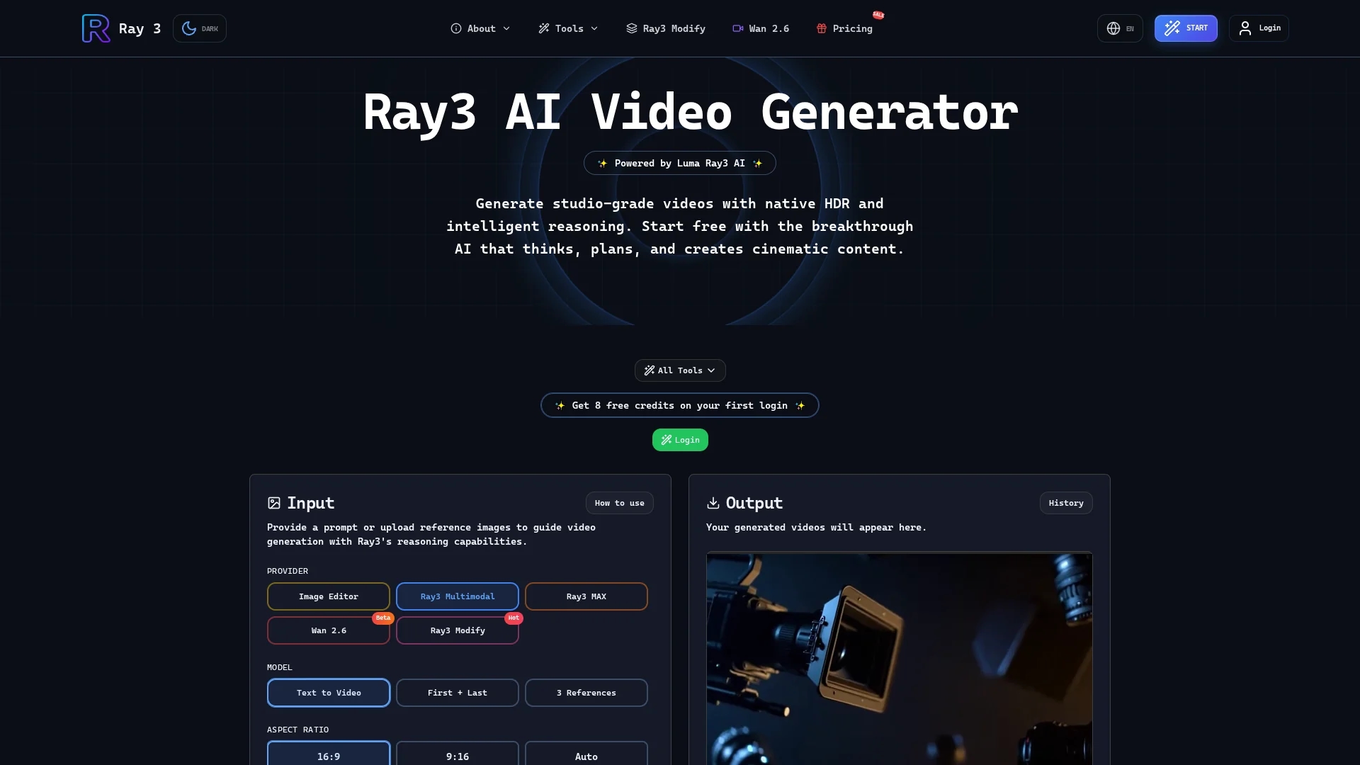 luma-ray3 homepage