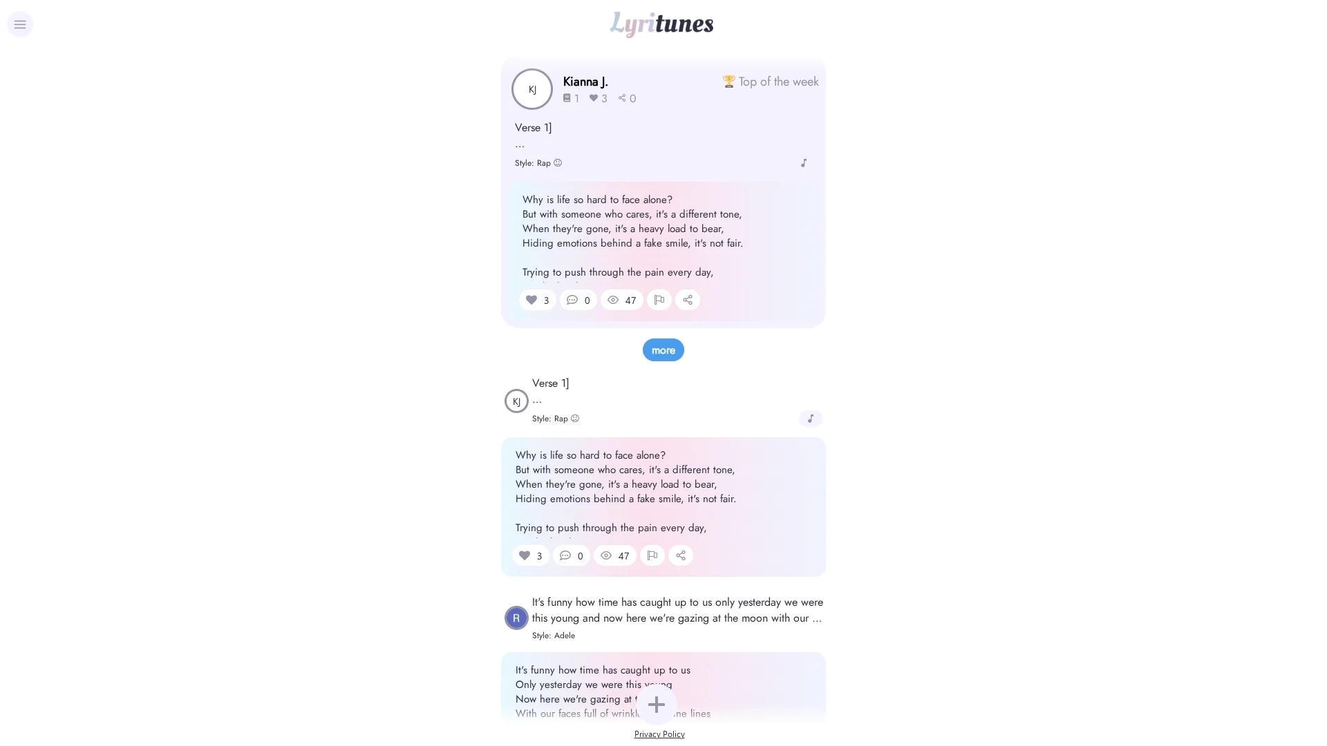 lyritunes-ai-generated-lyrics homepage