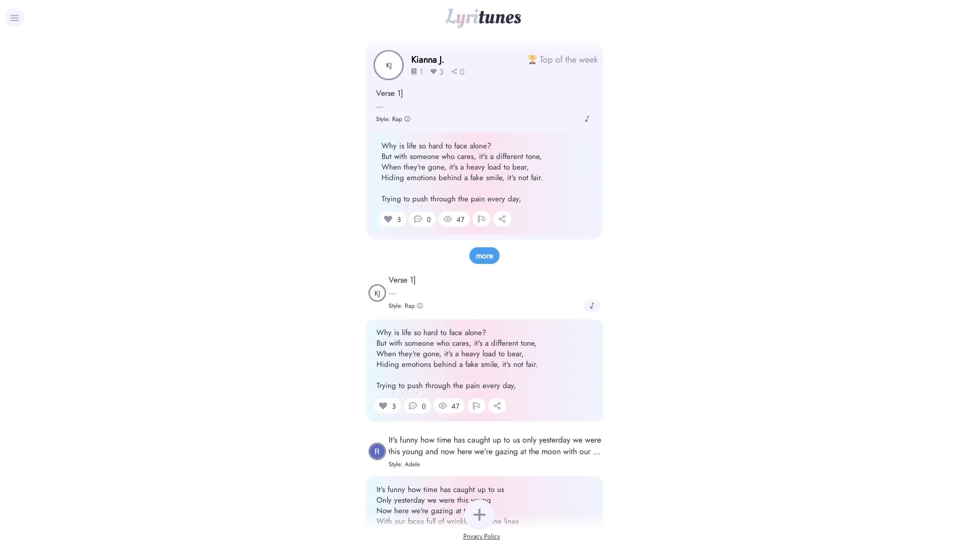 lyritunes-ai-generated-lyrics homepage
