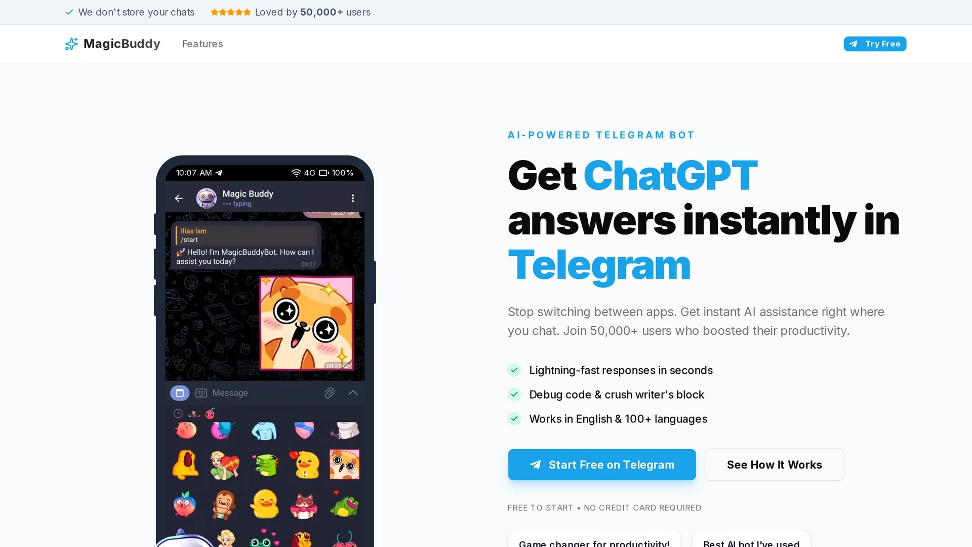 magicbuddy-chatgpt-in-telegram homepage