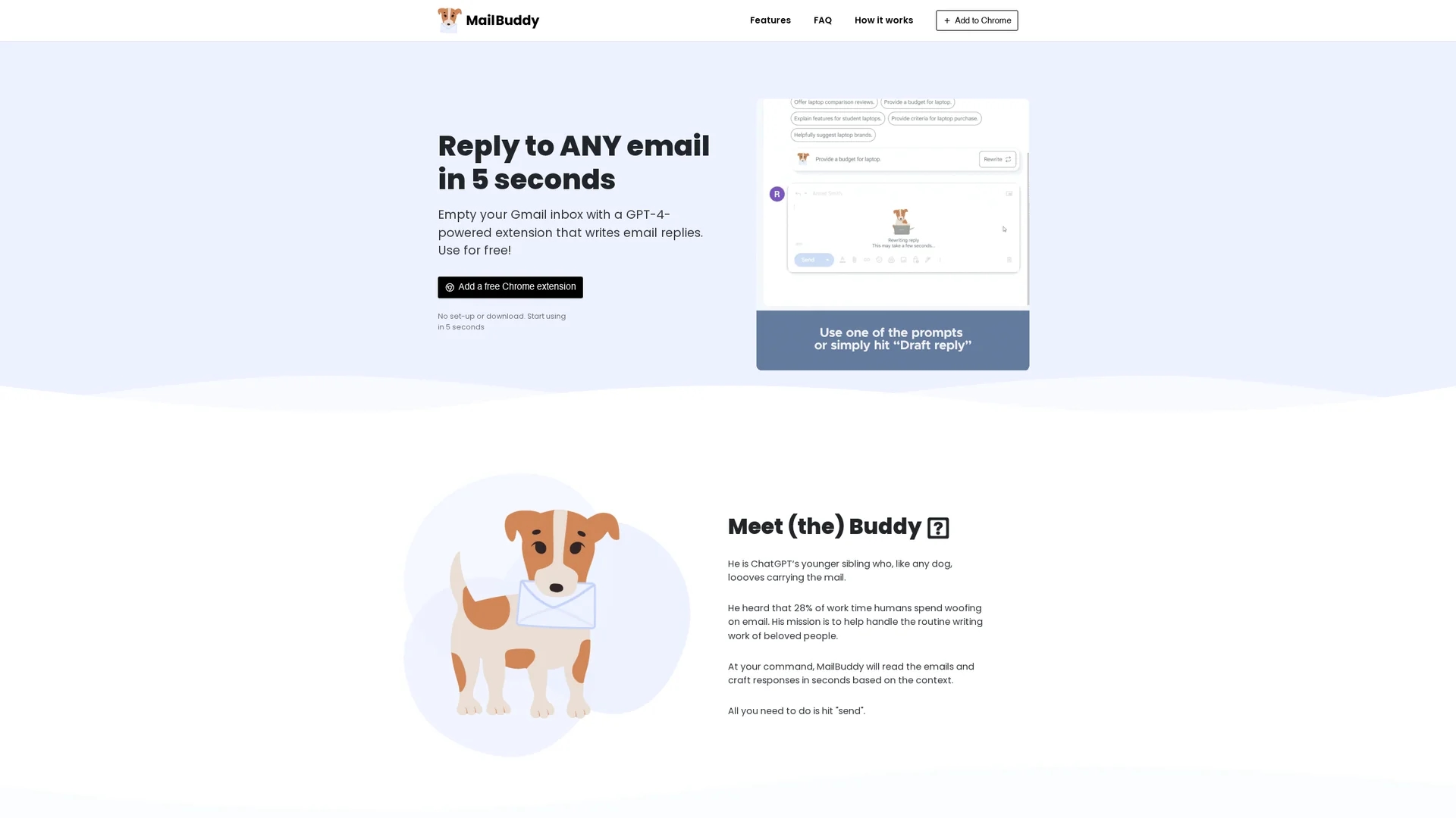 mailbuddy-chatgpt-ai-email-assistant homepage
