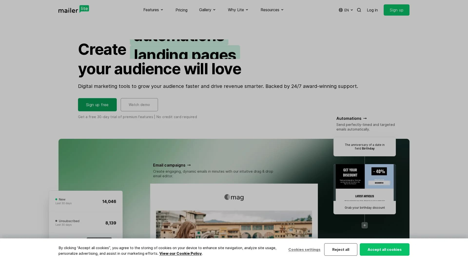 mailerlite-ai-drag-drop-editor homepage
