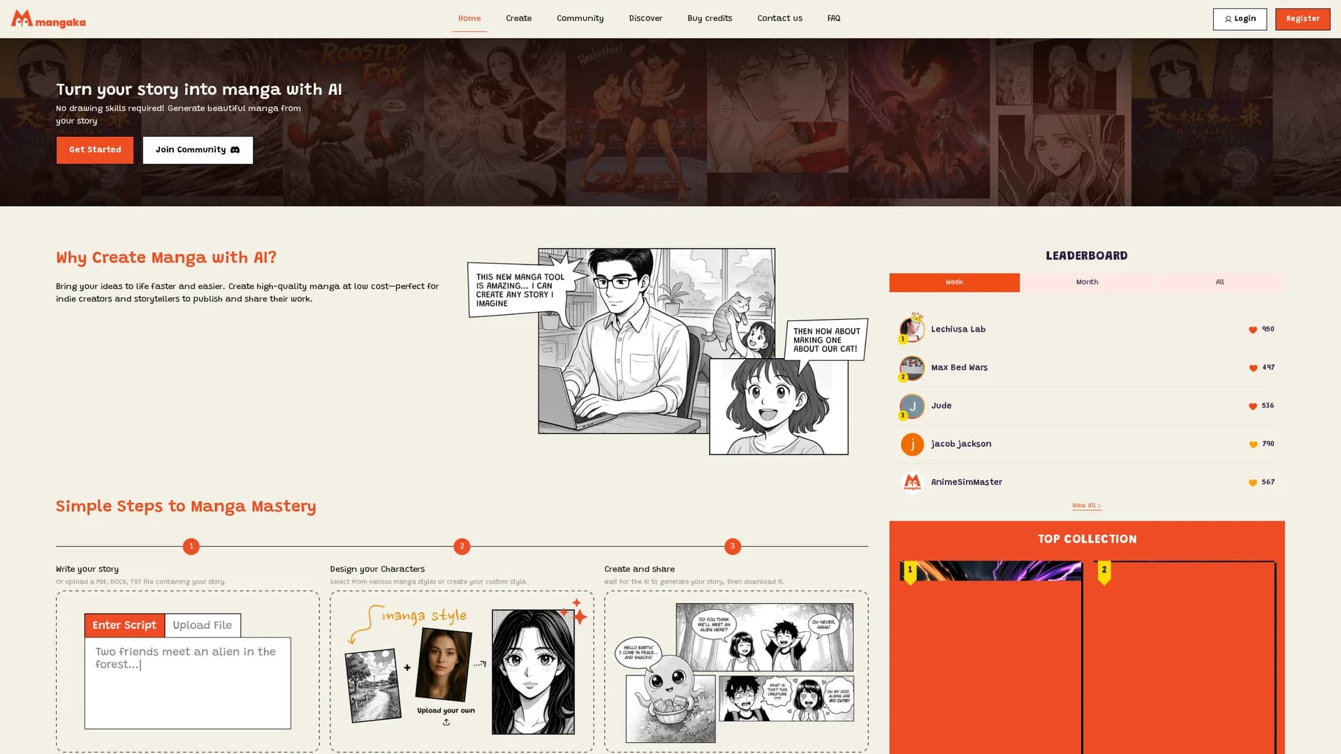 mangaka-app homepage