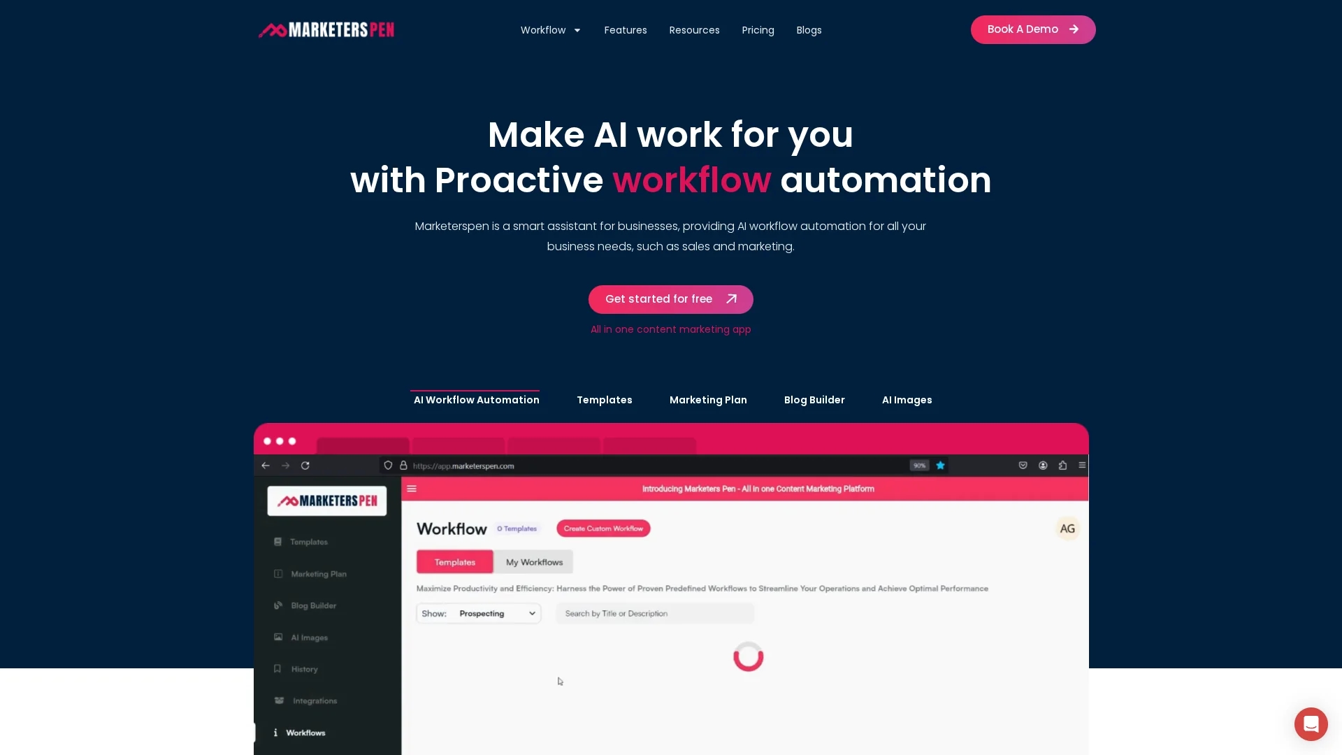 marketerspen homepage