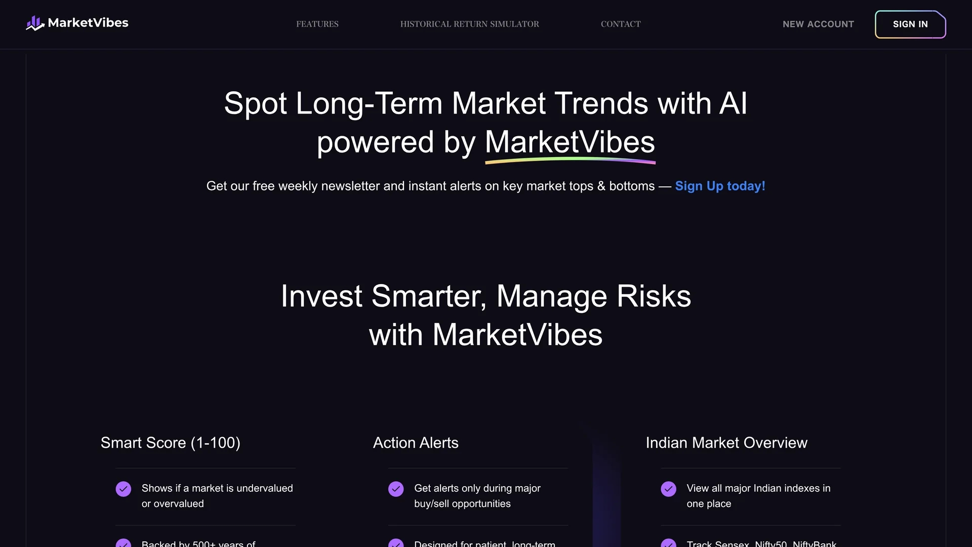 marketvibes homepage
