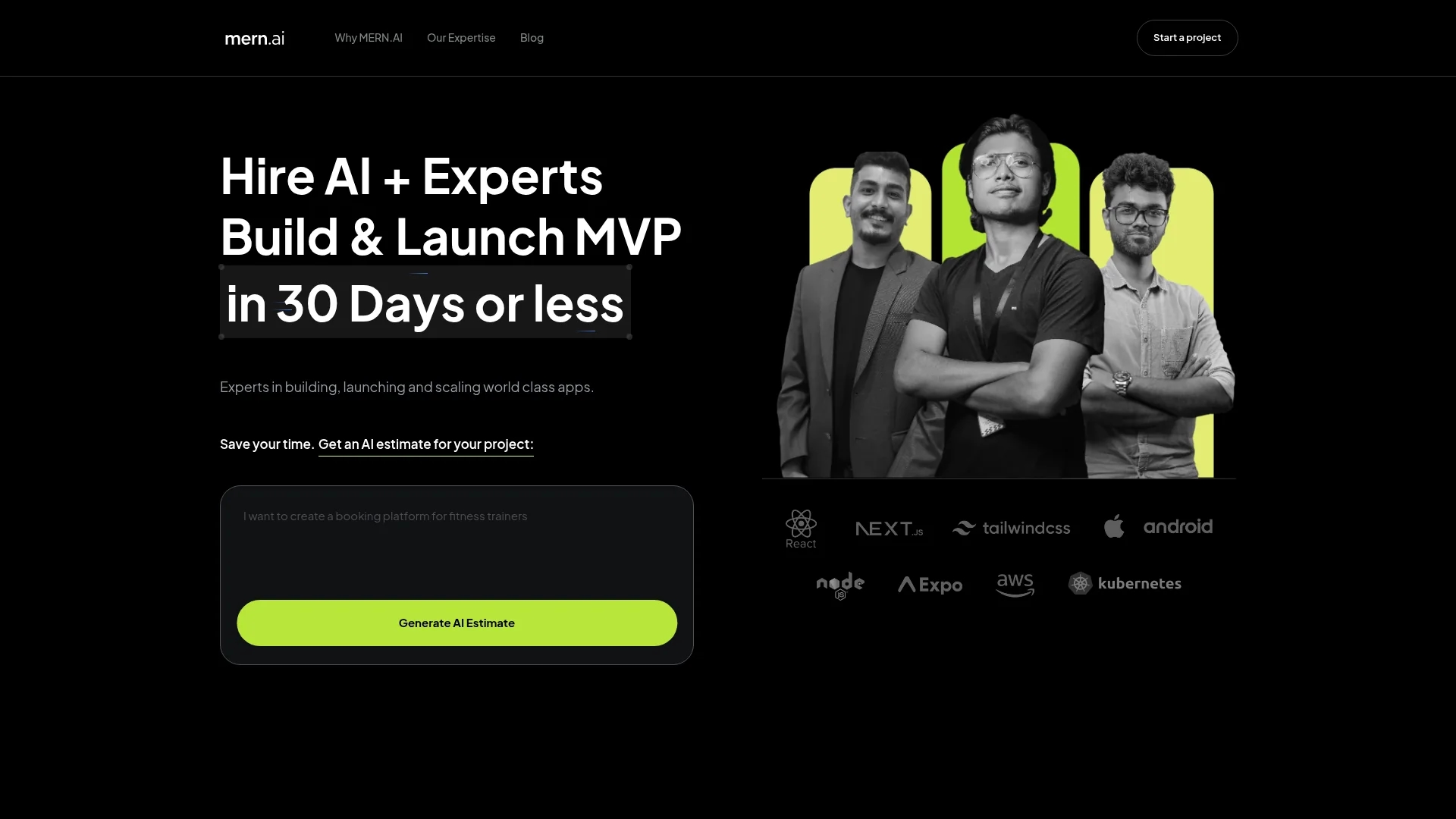 mern-ai homepage