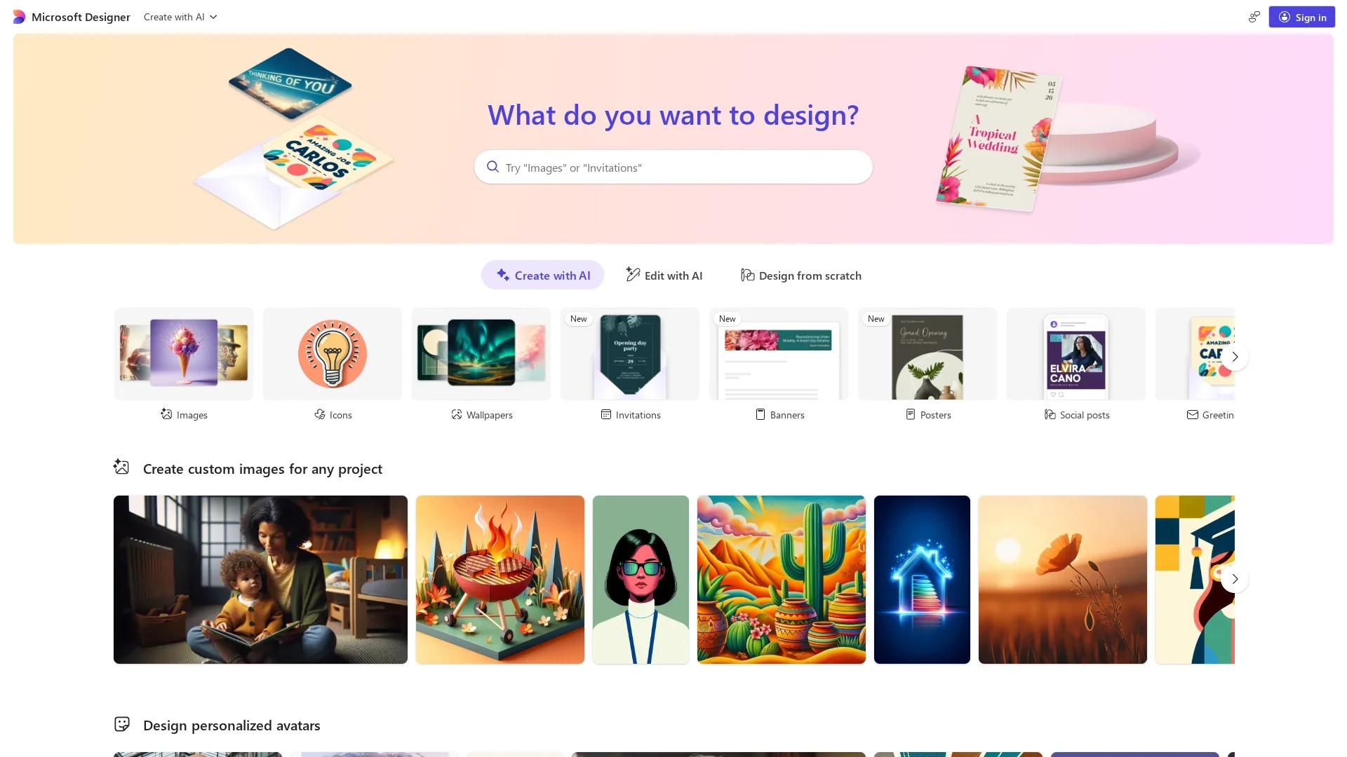 microsoft-designer-for-web homepage