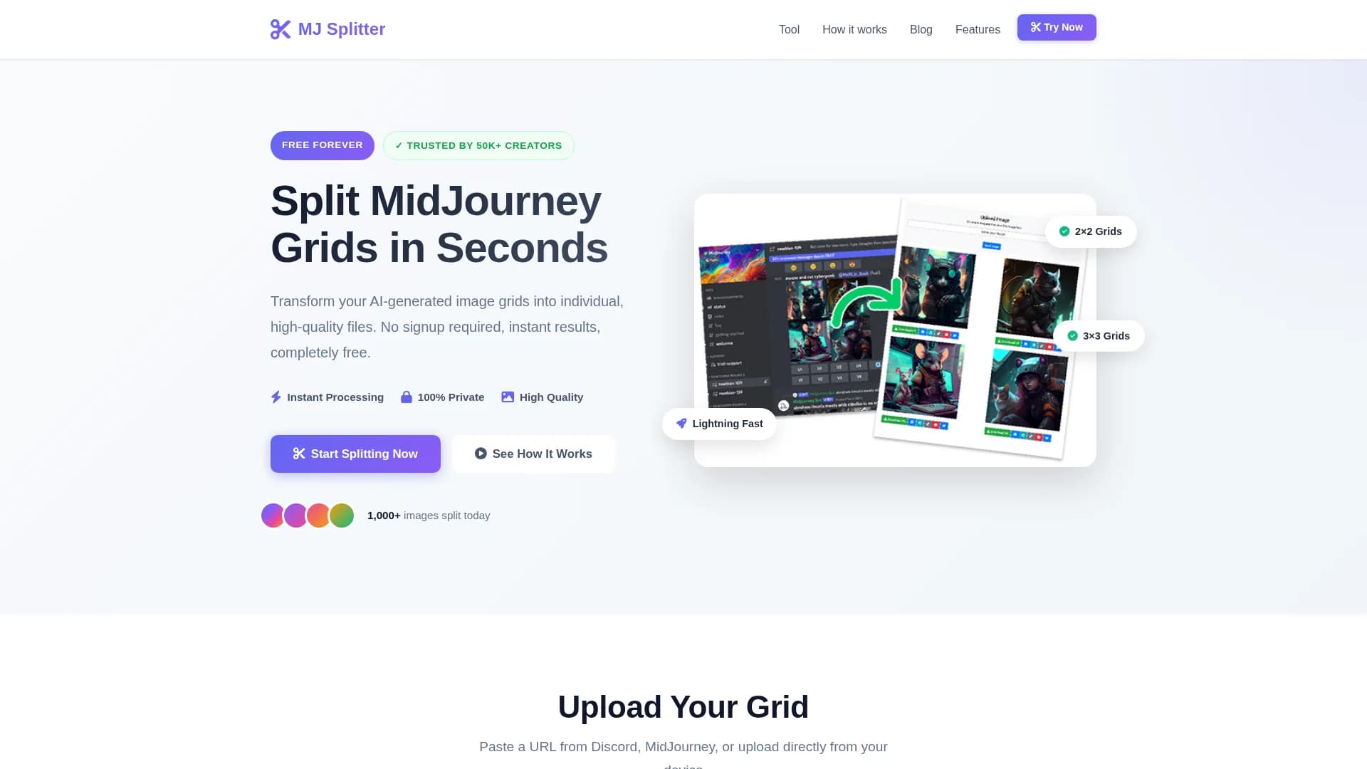 midjourney-splitter homepage