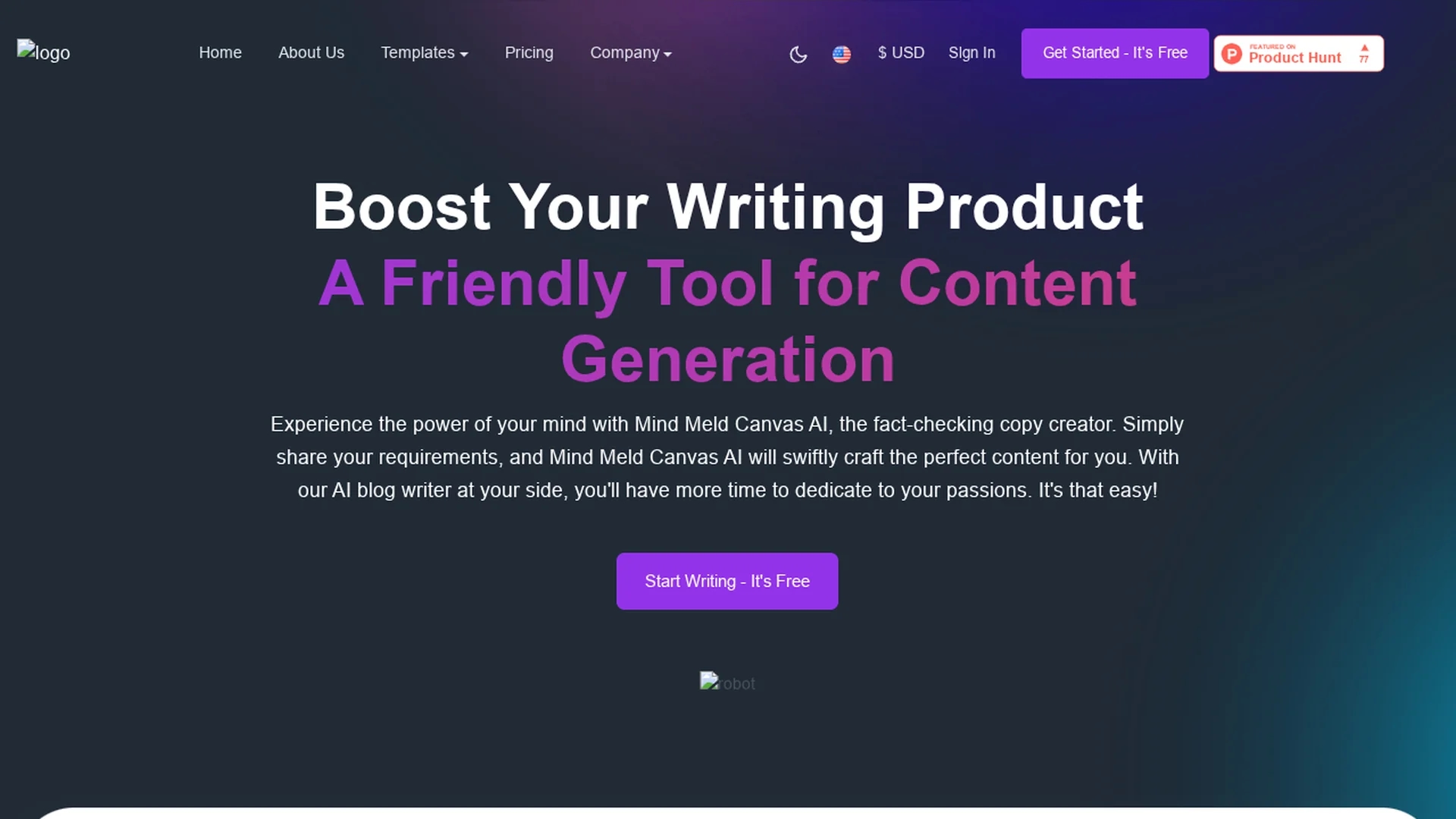 mindmeldcanvas-ai homepage