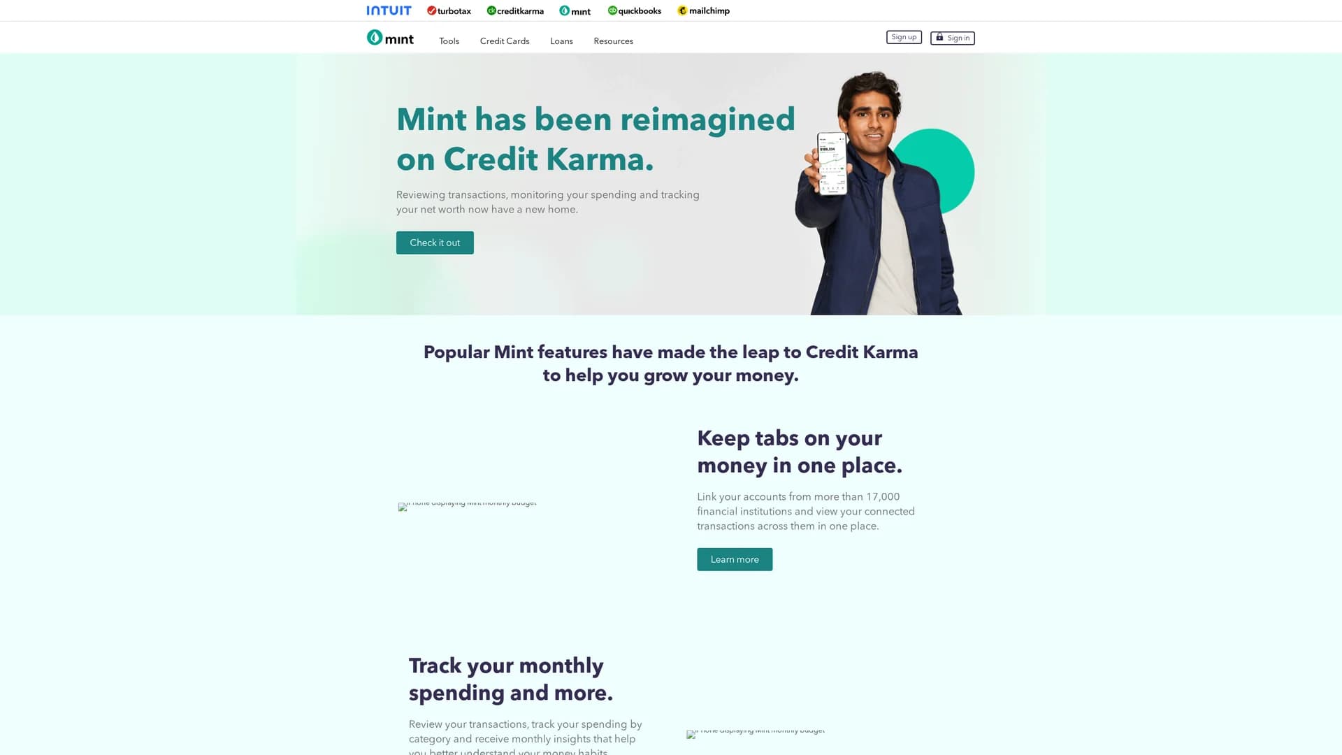 mint homepage