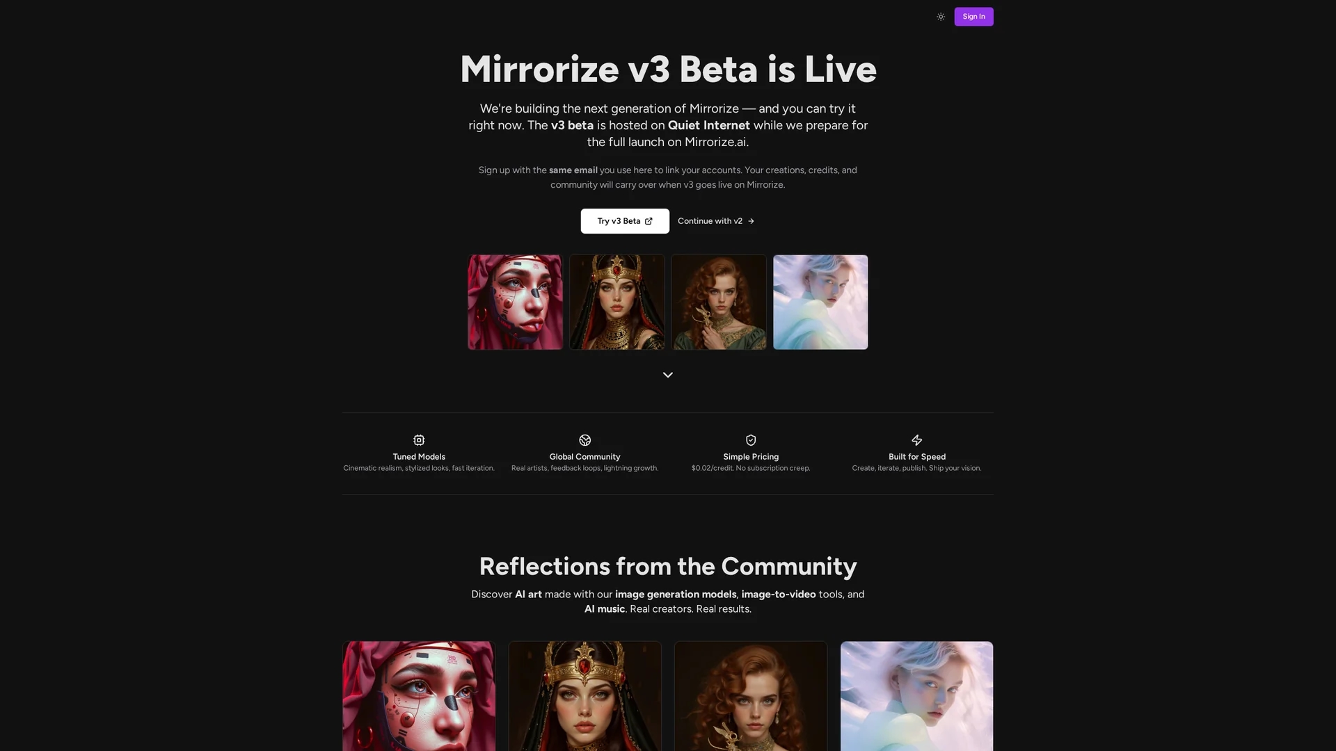 mirrorize-ai homepage