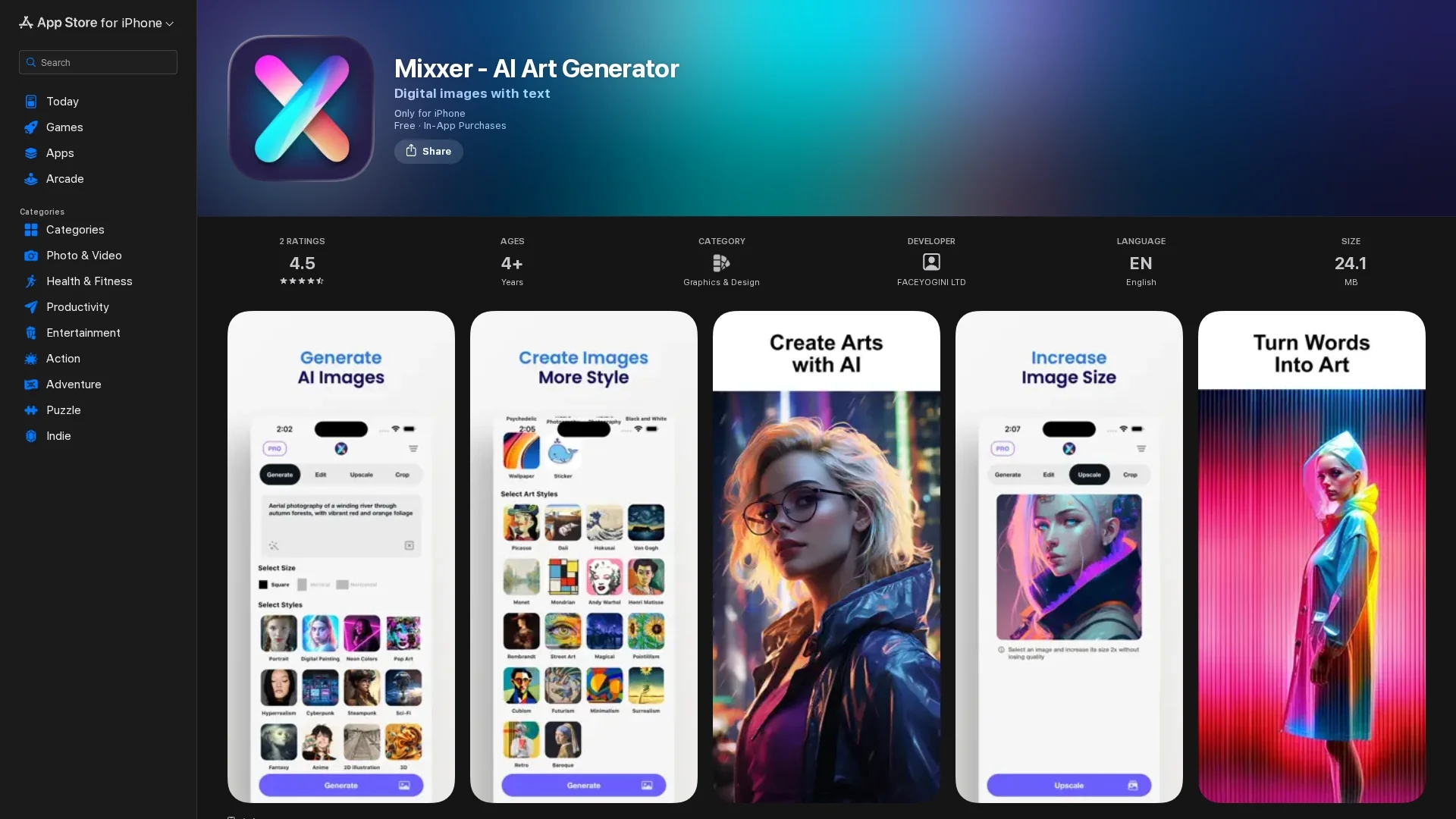 mixxer-ai-art-generator homepage