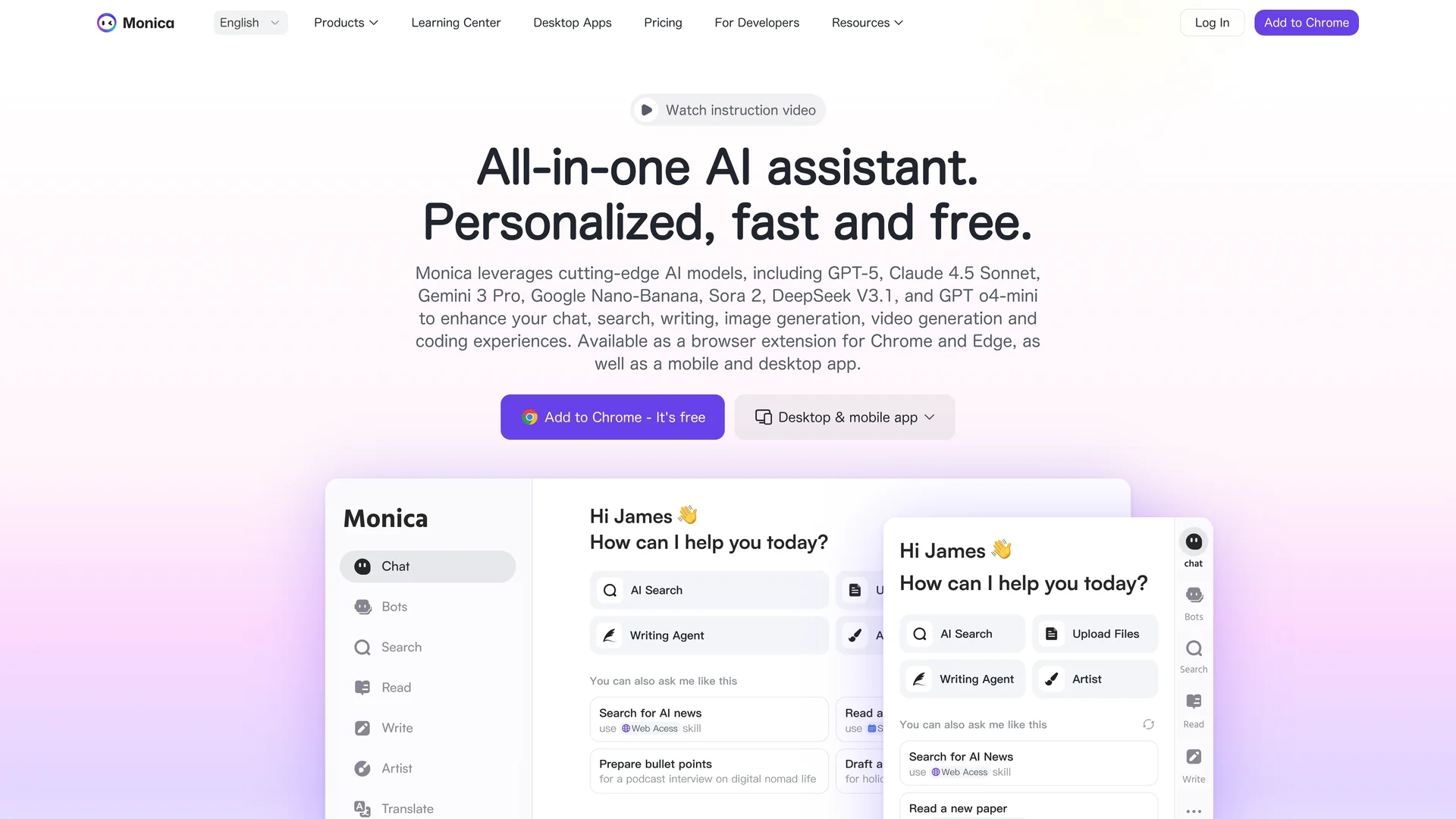 monica-ai homepage
