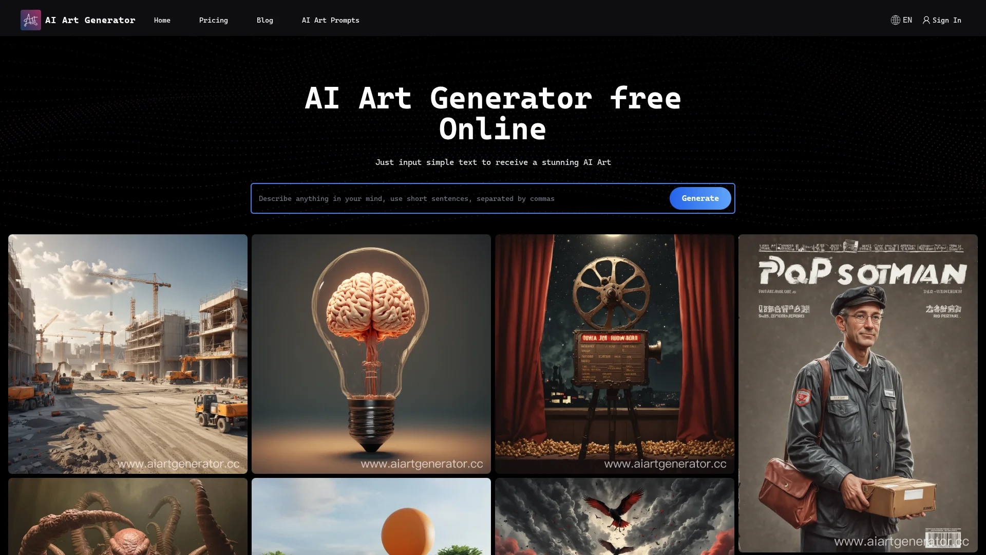 muse-ai-art-generator homepage