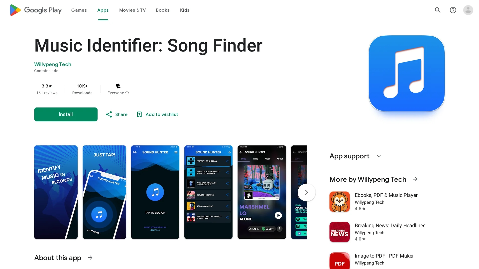 music-identifier-song-finder homepage