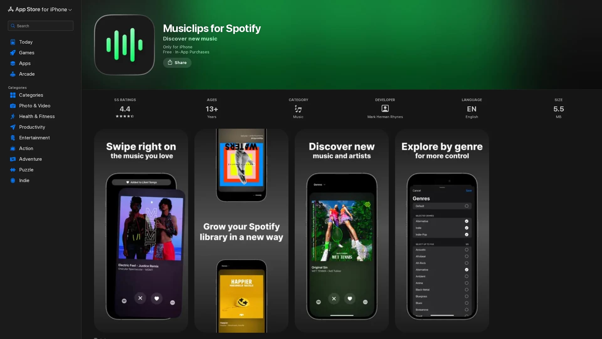 musiclips-ai-music-finder-for-spotify homepage