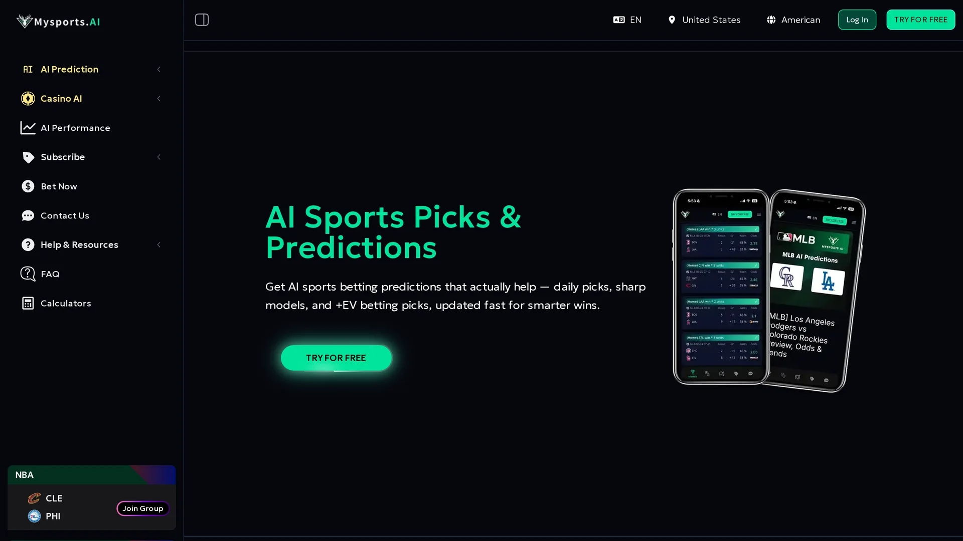 mysports-ai homepage