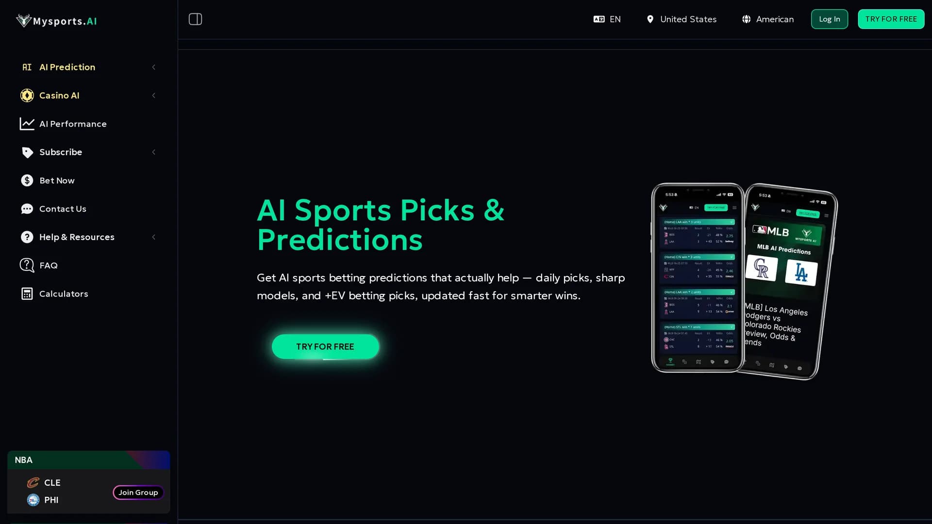 mysports-ai homepage