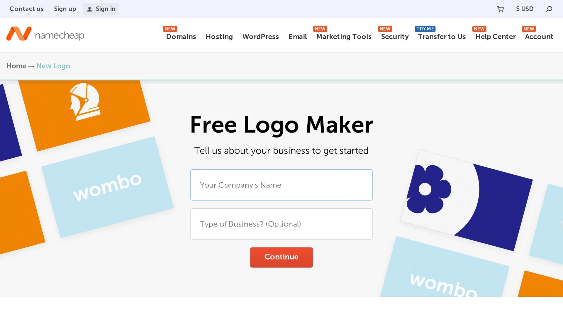 namecheap-logo-maker homepage