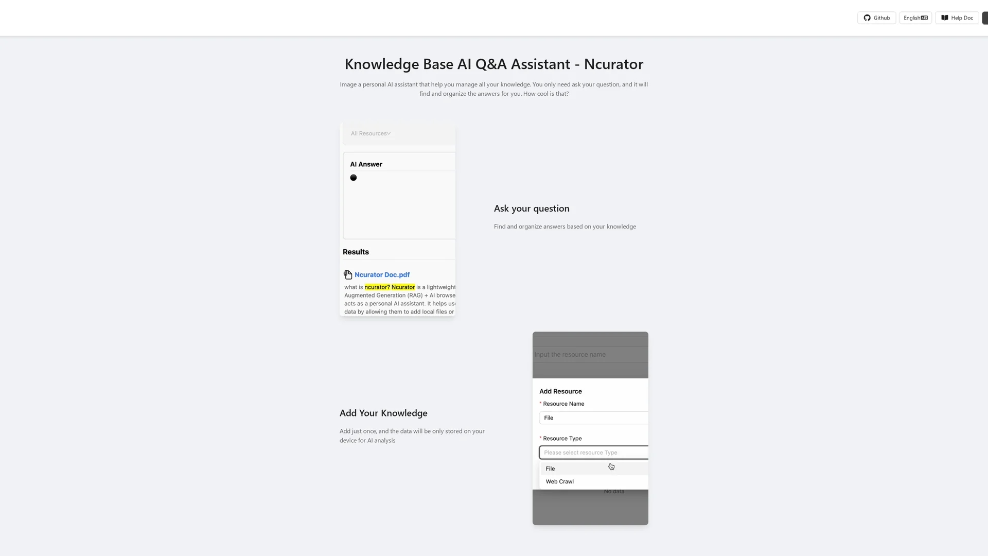ncurator homepage