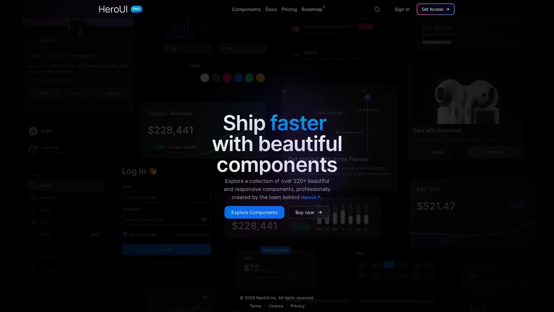 nextui-pro homepage