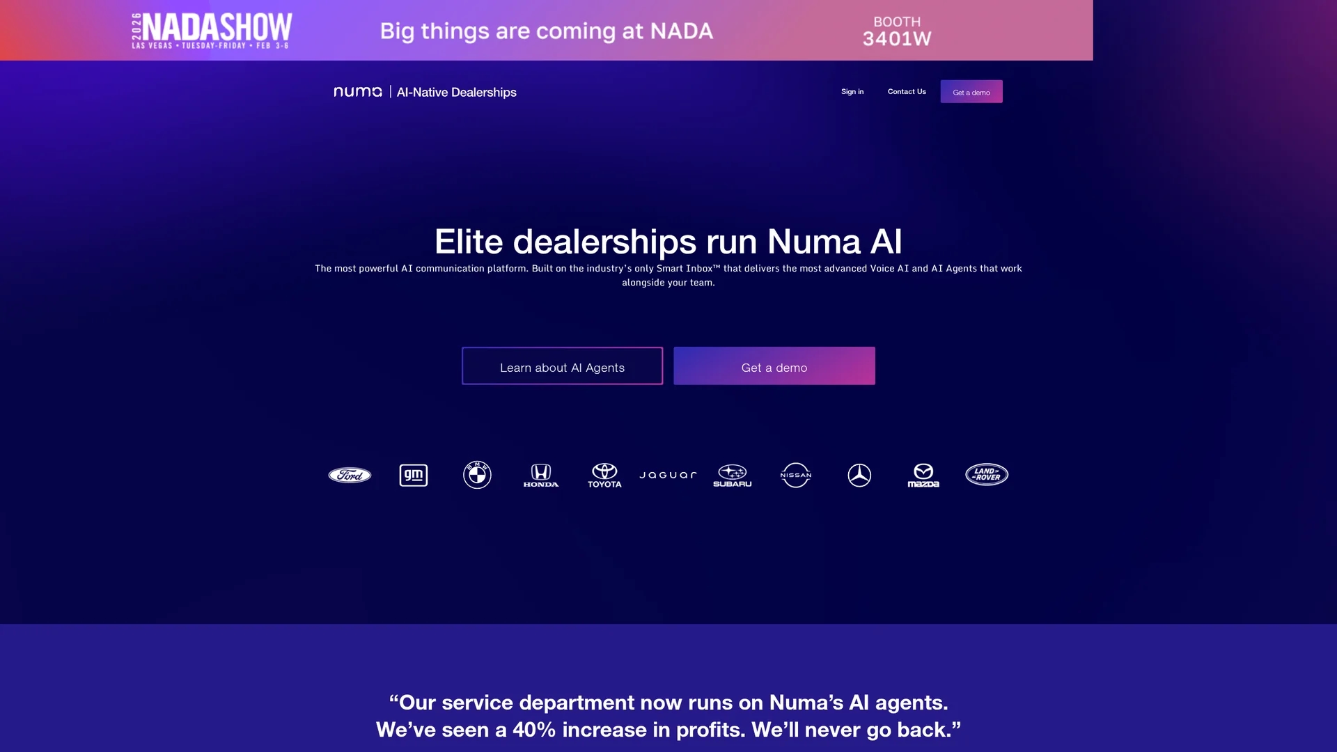 numa-ai-for-dealerships homepage