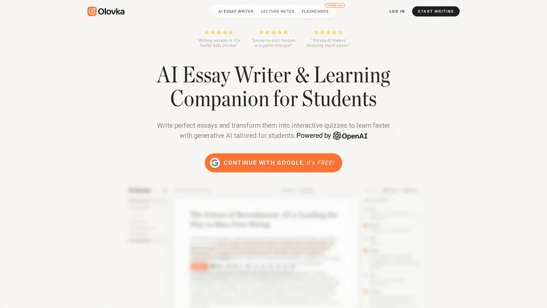 olovka-ai-essay-writer homepage