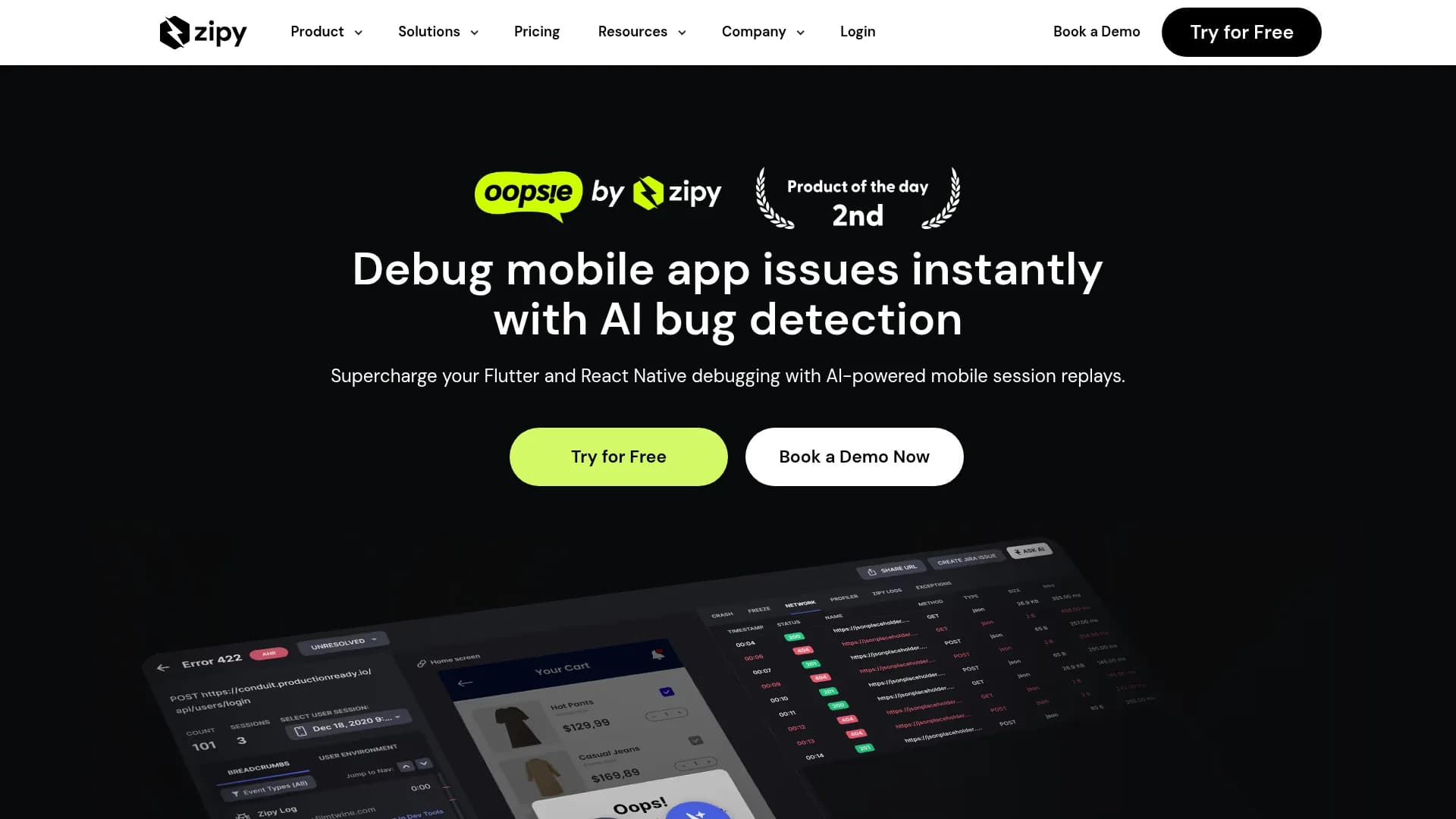 oopsie homepage