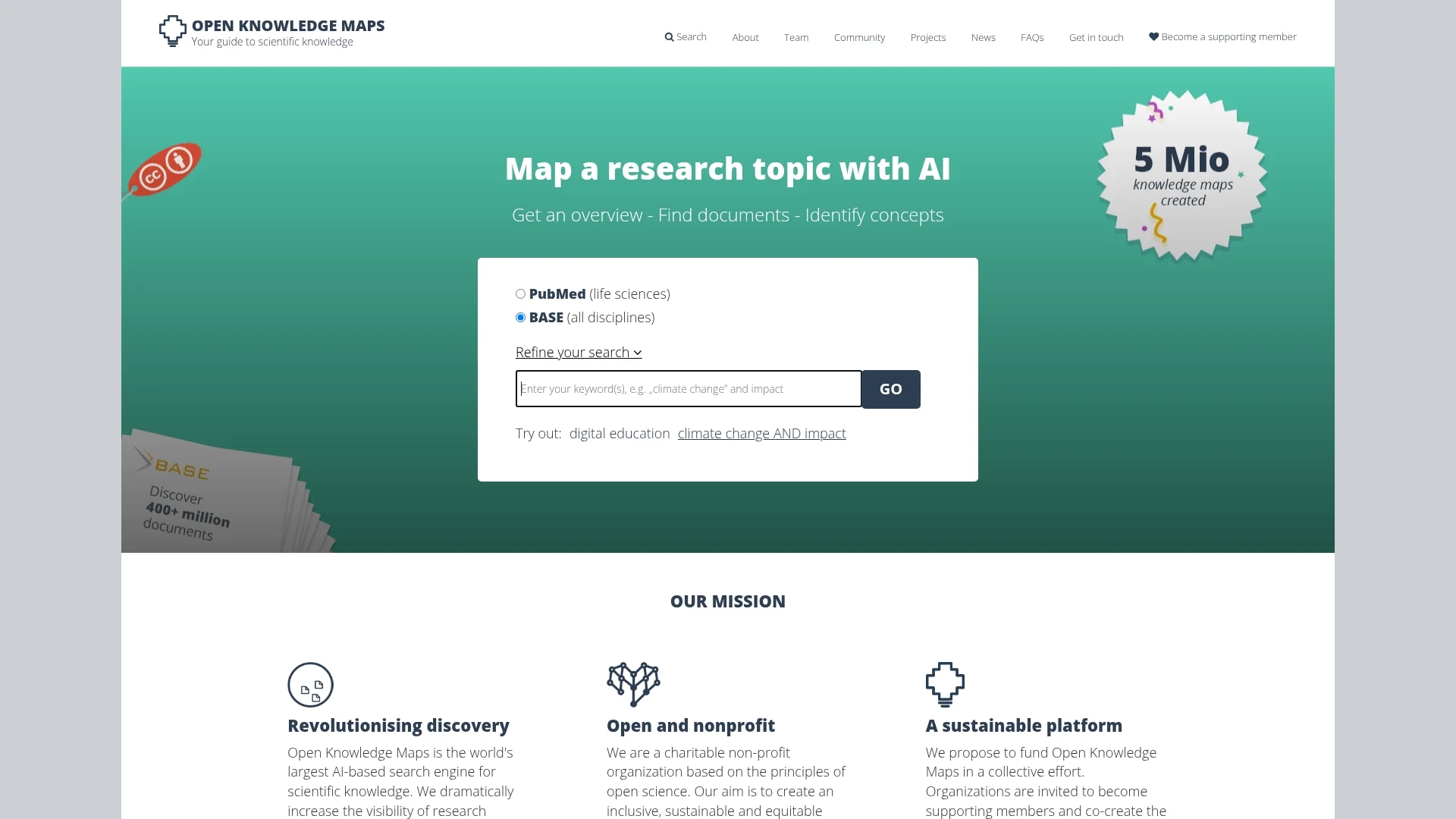 openknowledgemaps-org homepage