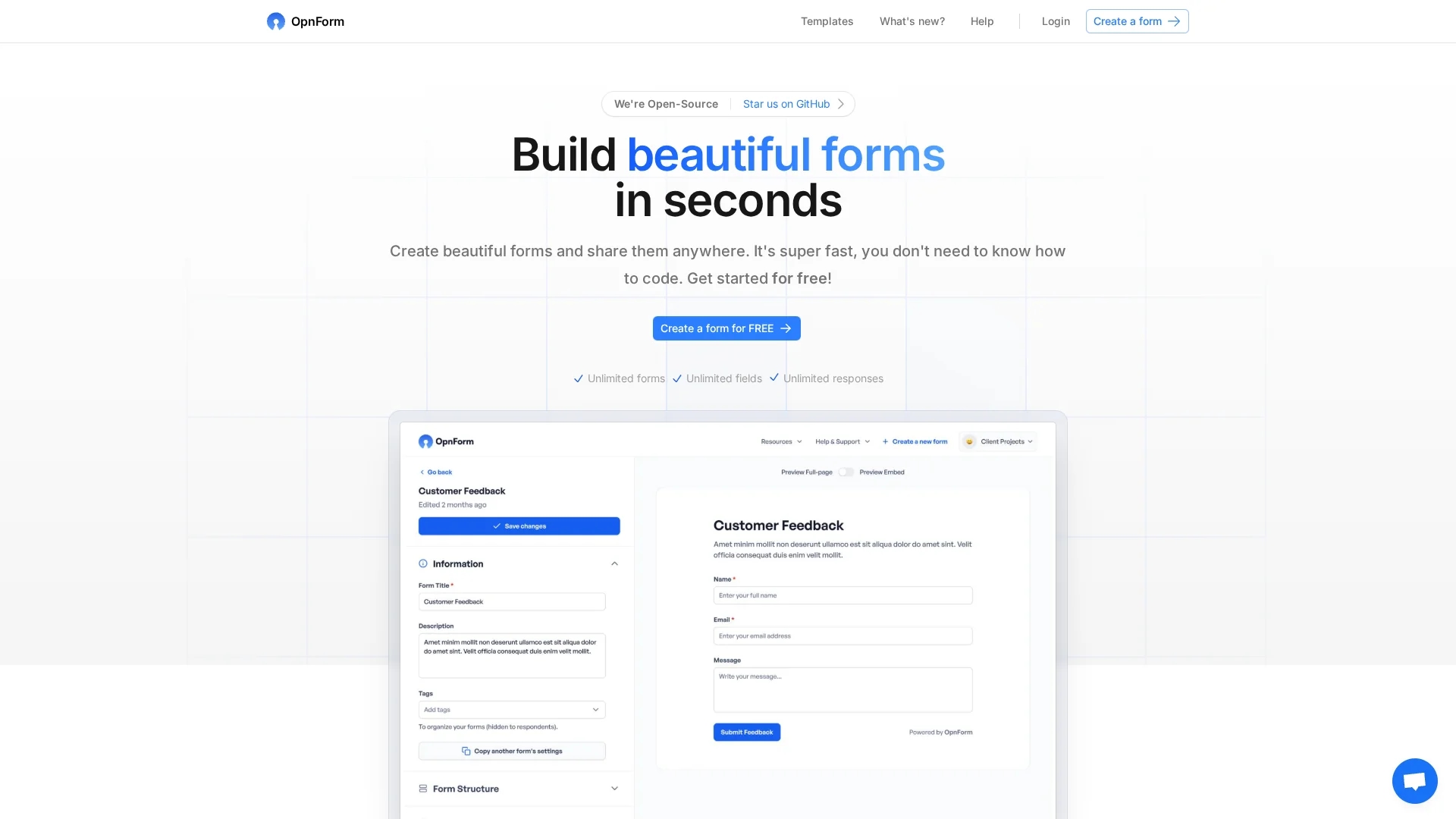 opnform homepage