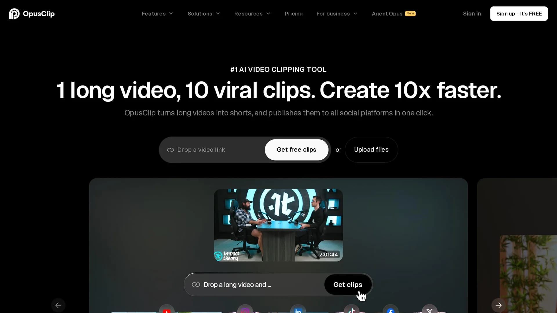 opus-clip-ai homepage