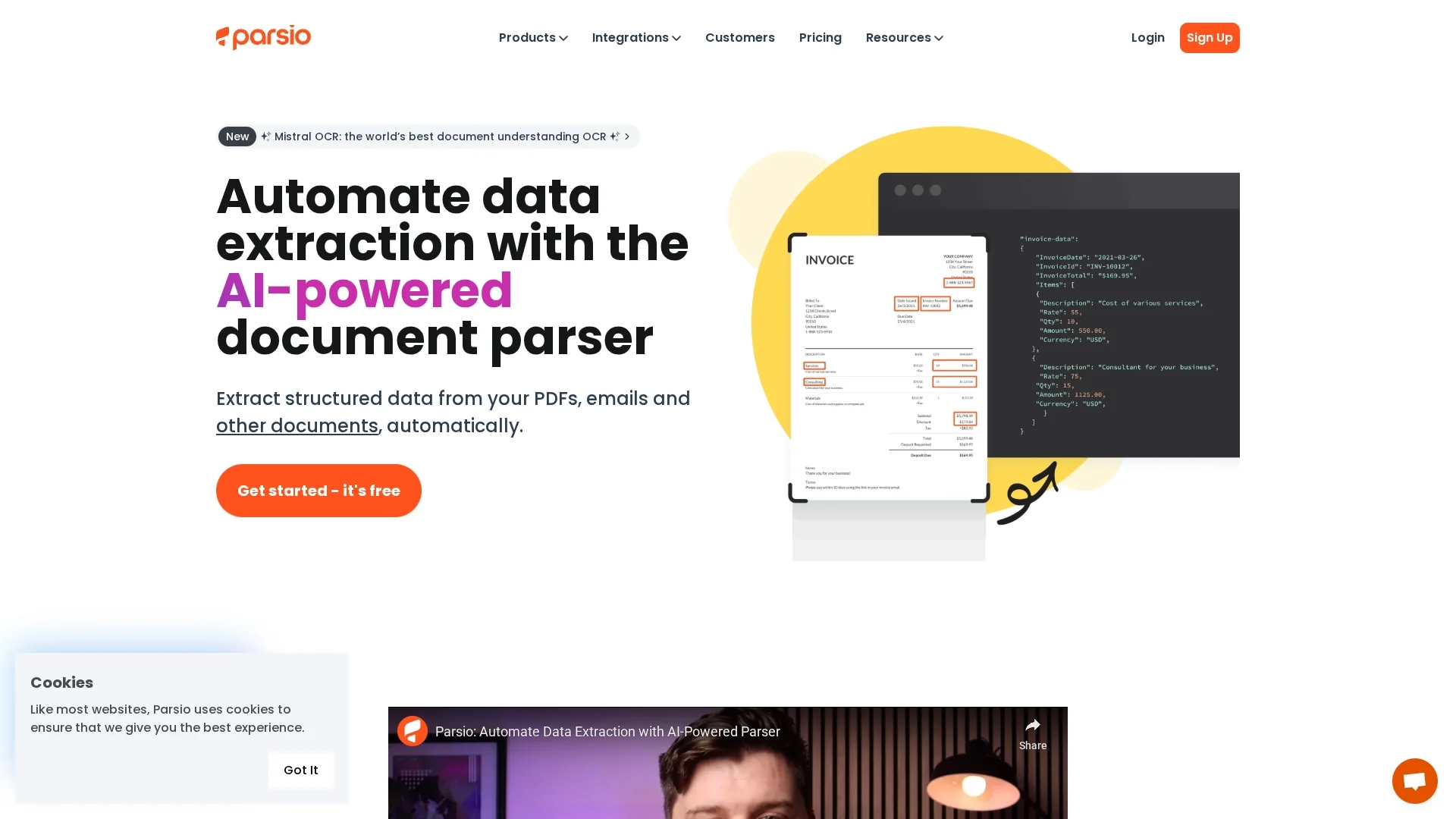 parsio homepage