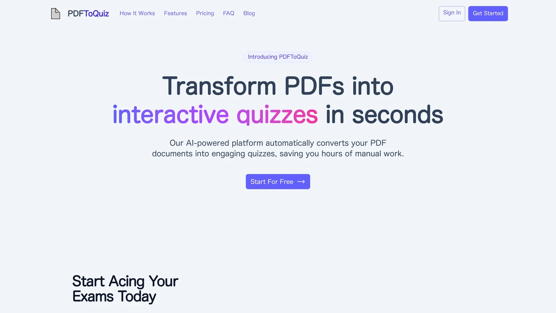 pdftoquiz homepage