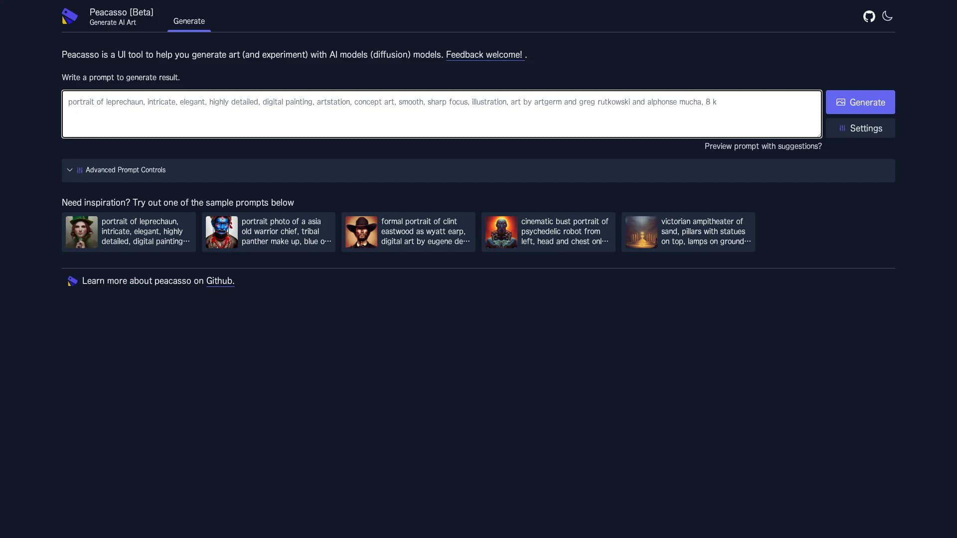 peacasso homepage