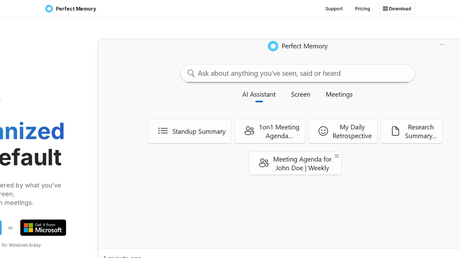 perfect-memory-ai homepage