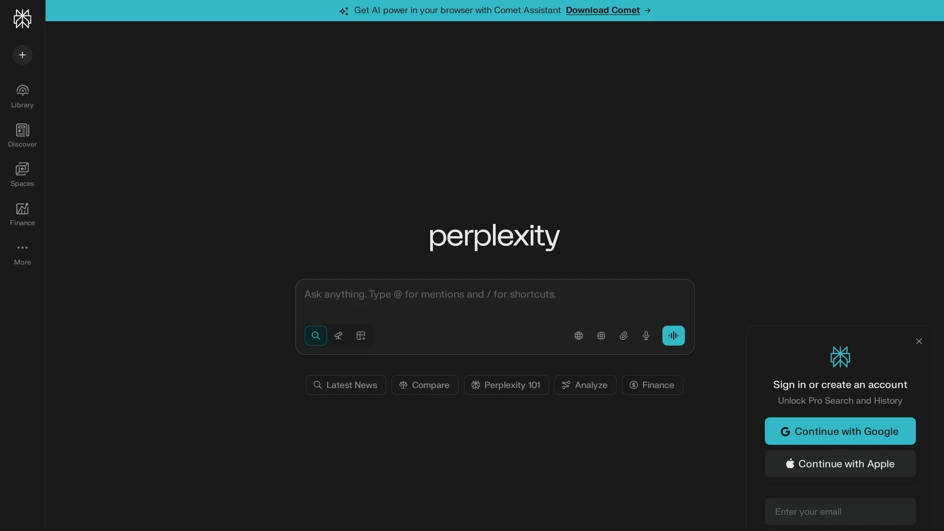 perplexity-ai homepage